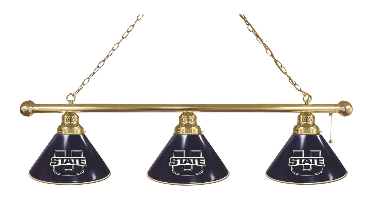 BL3BRUtahSt Utah State Aggies 3 Shade Pool Billiard Light- Brass