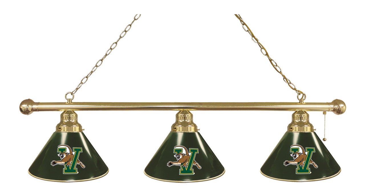 BL3BRVermnt Vermont Catamounts 3 Shade Pool Billiard Light- Brass