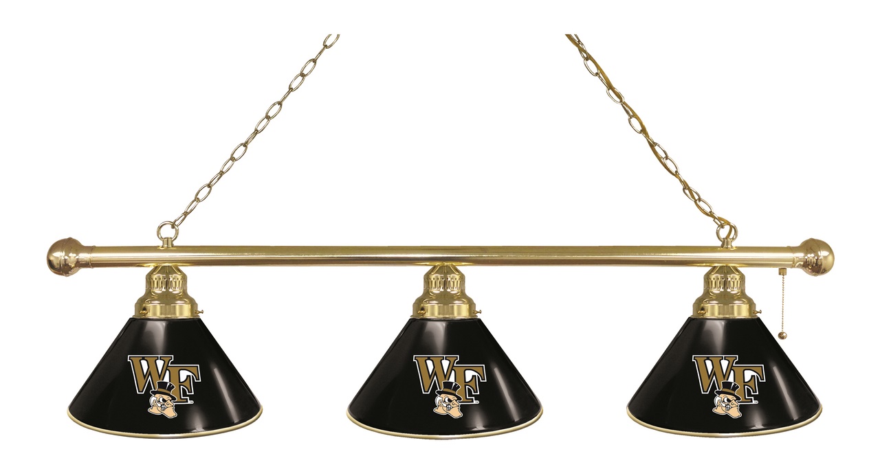 BL3BRWakeFr Wake Forest Demon Deacons 3 Shade Pool Billiard Light- Brass