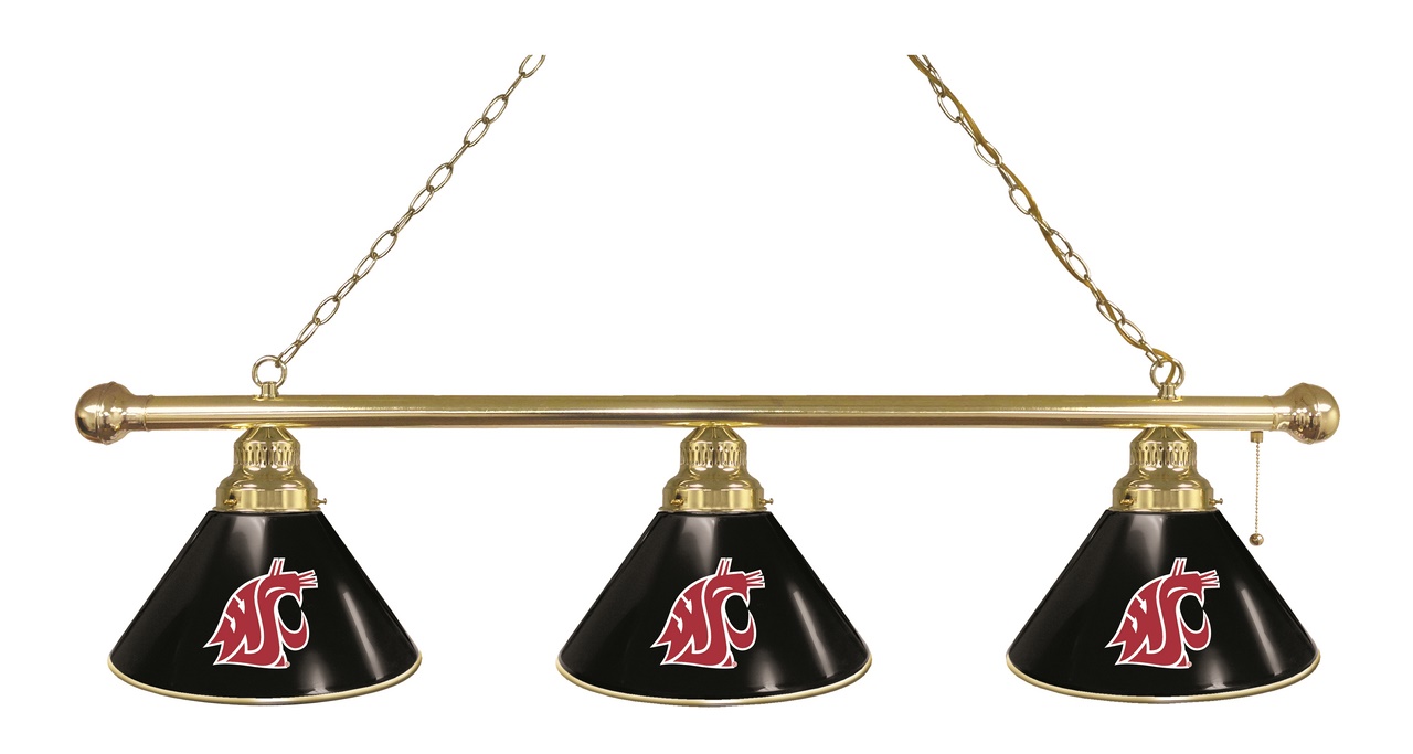 BL3BRWashSt Washington State Cougars 3 Shade Pool Billiard Light- Brass