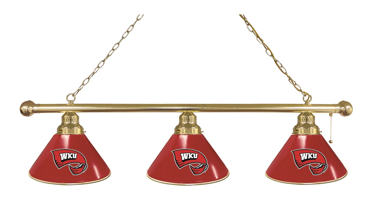 BL3BRWestKy Western Kentucky Hilltoppers 3 Shade Pool Billiard Light- Brass