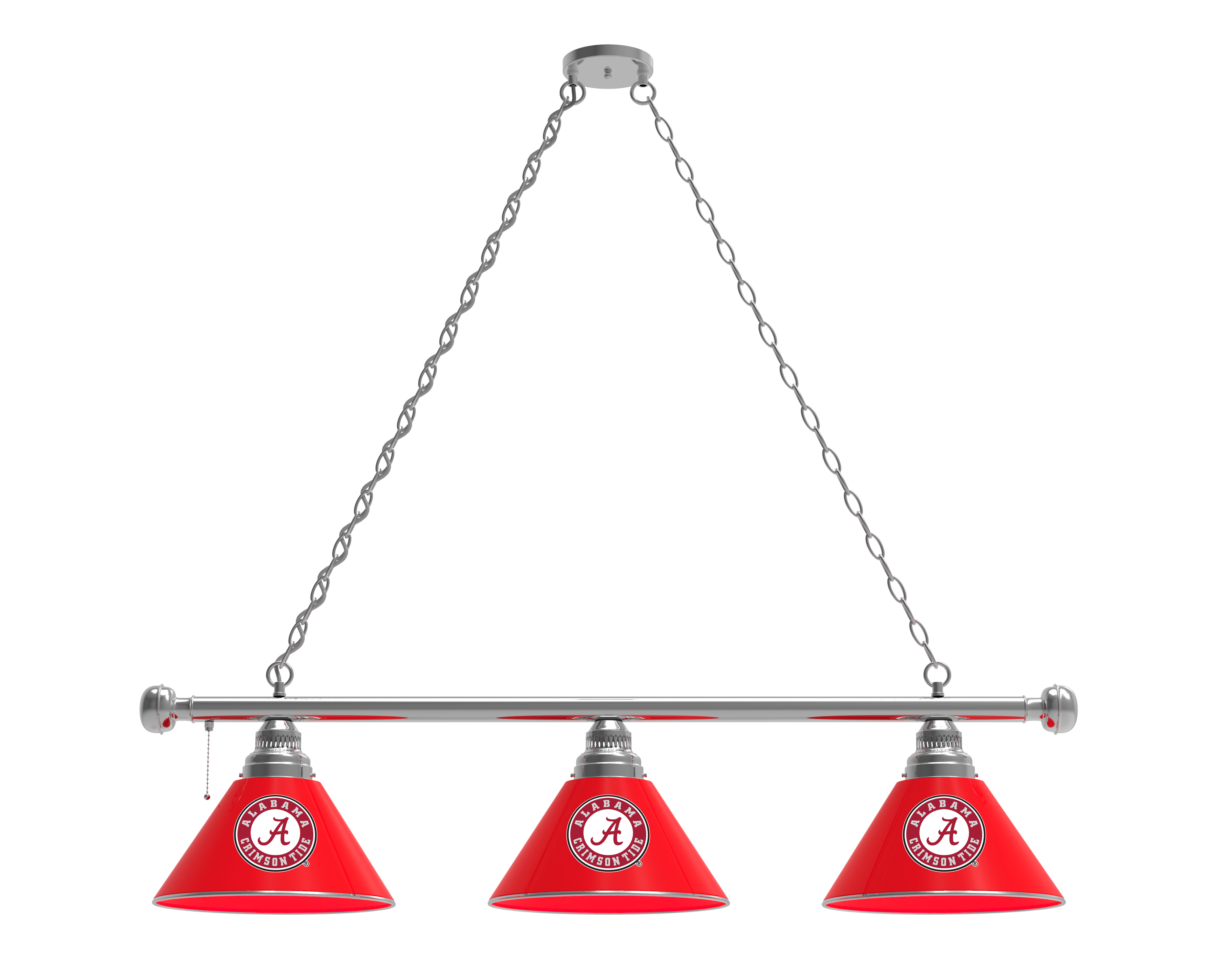 BL3CHAL-A Alabama Crimson Tide 3 Shade Pool Billiard Light- Chrome