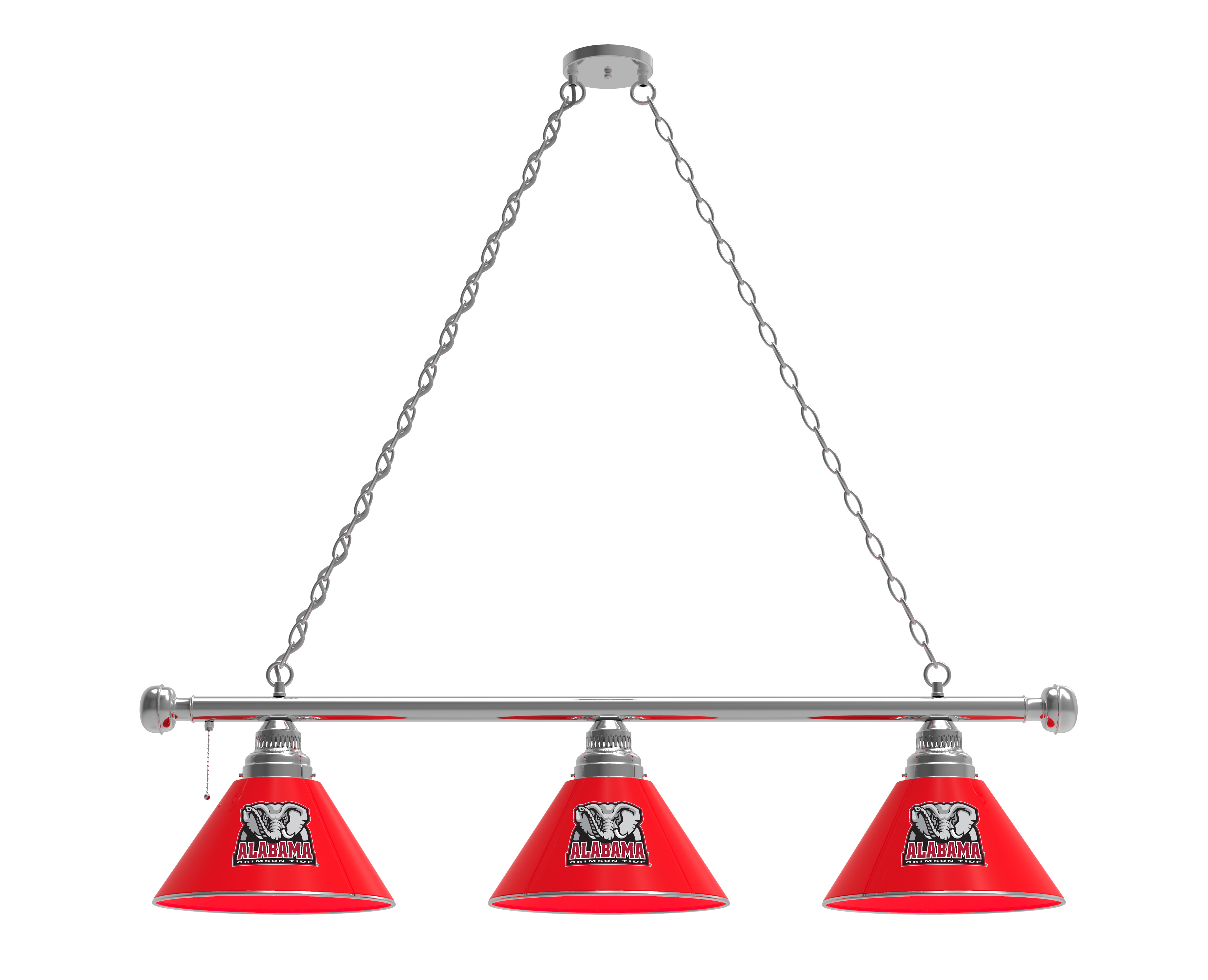 BL3CHAL-Ele Alabama Crimson Tide 3 Shade Pool Billiard Light- Chrome