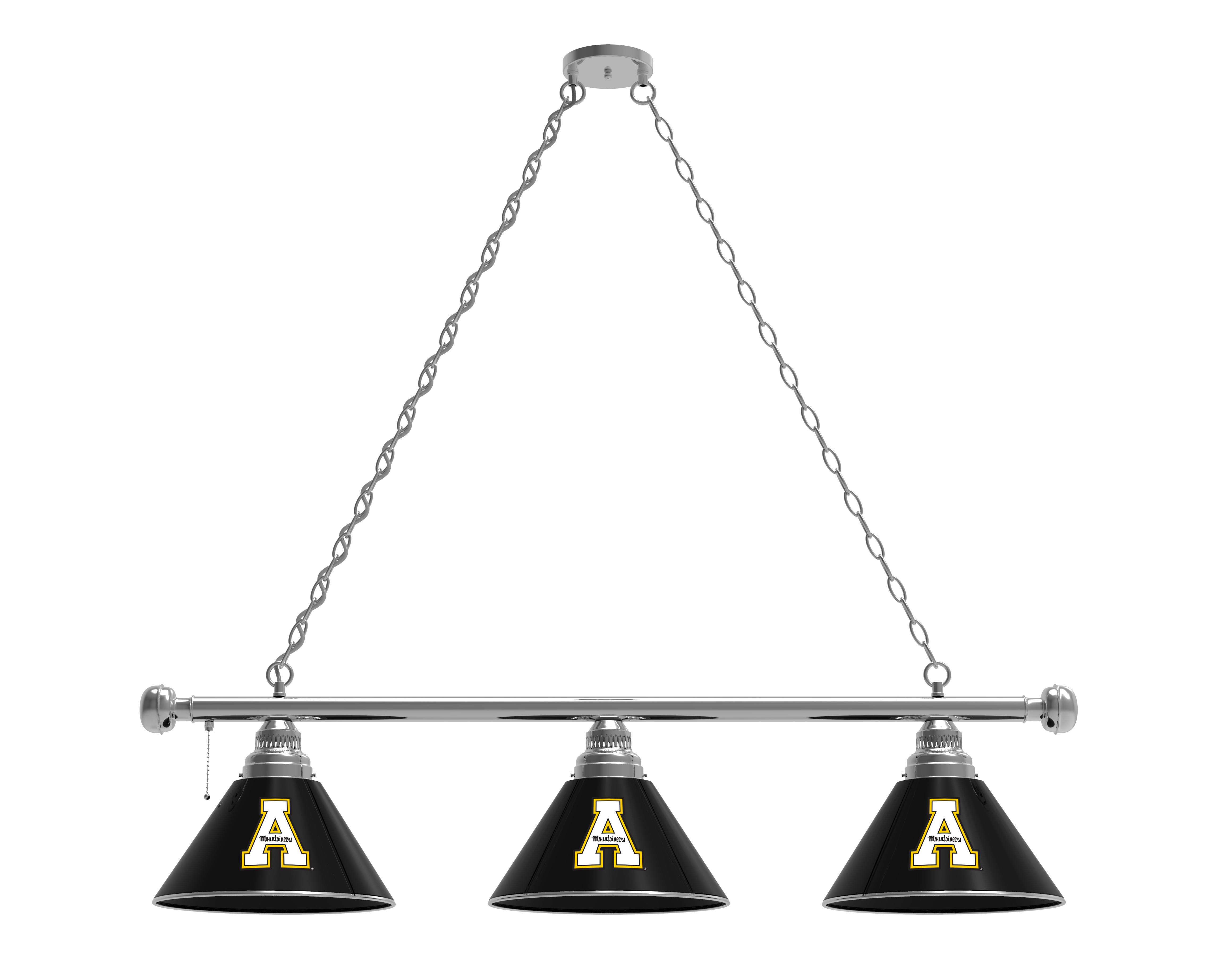 BL3CHAppStU Appalachian State Mountaineers 3 Shade Pool Billiard Light- Chrome