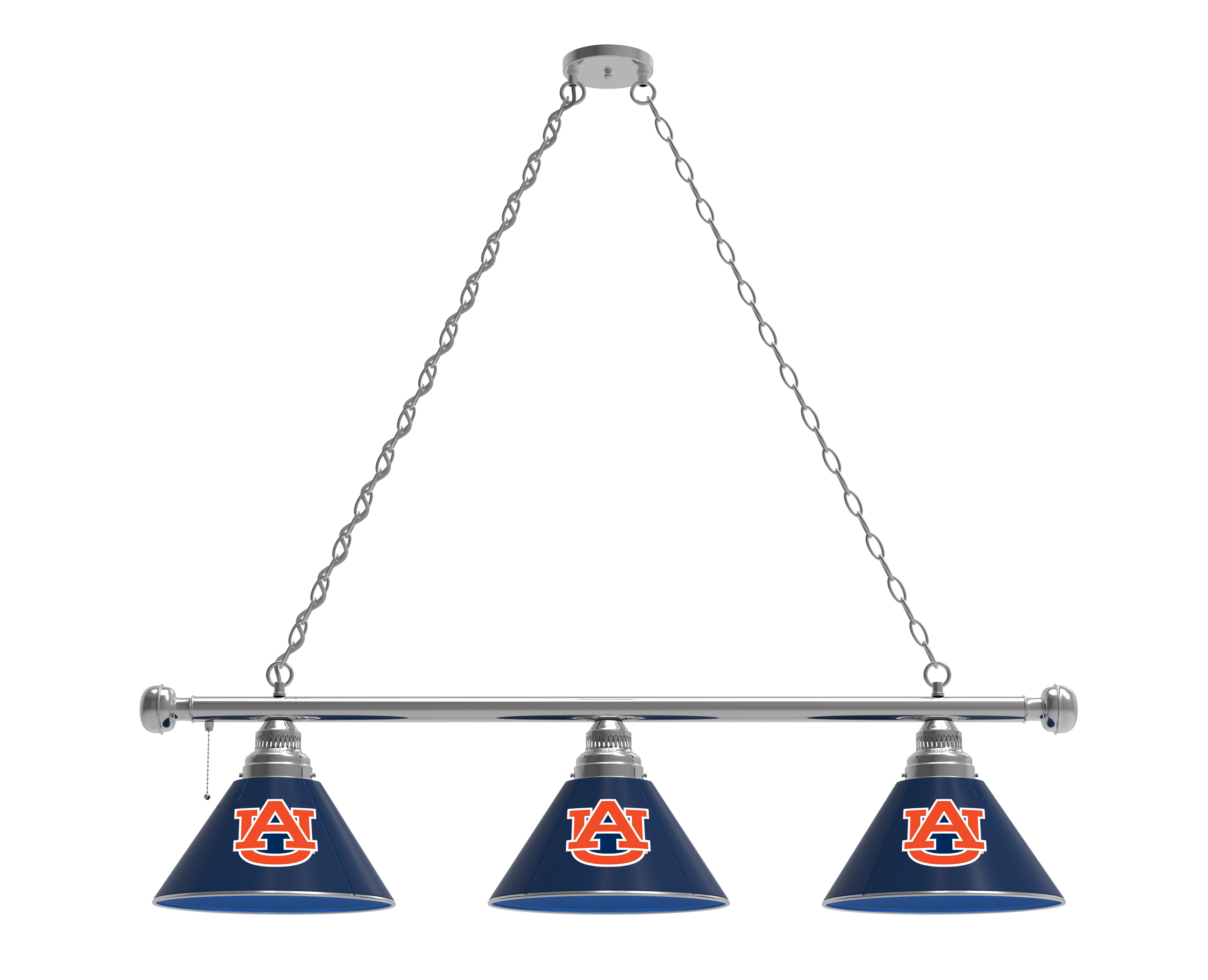 BL3CHAuburn Auburn Tigers 3 Shade Pool Billiard Light- Chrome