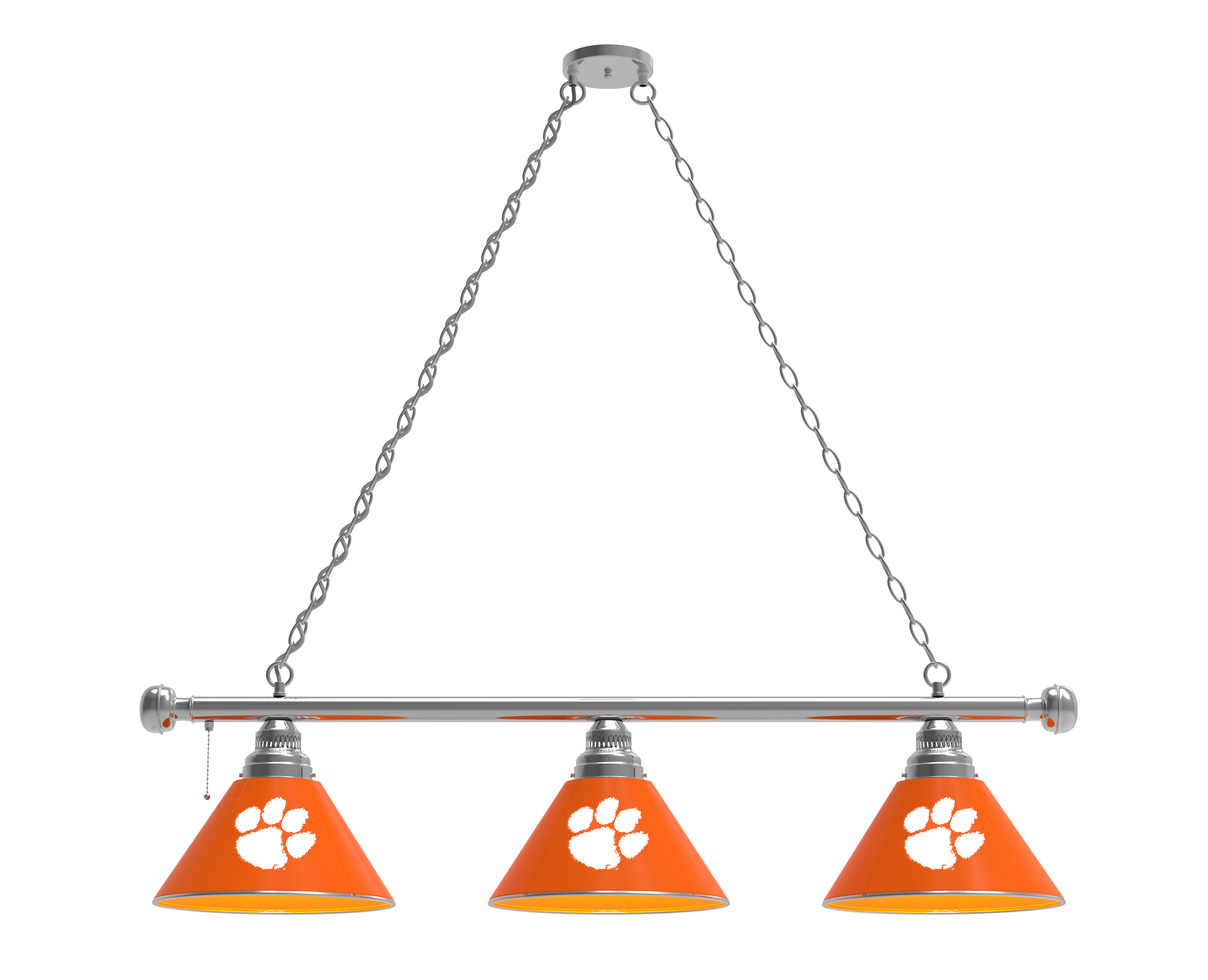 BL3CHClmson Clemson Tigers 3 Shade Pool Billiard Light- Chrome