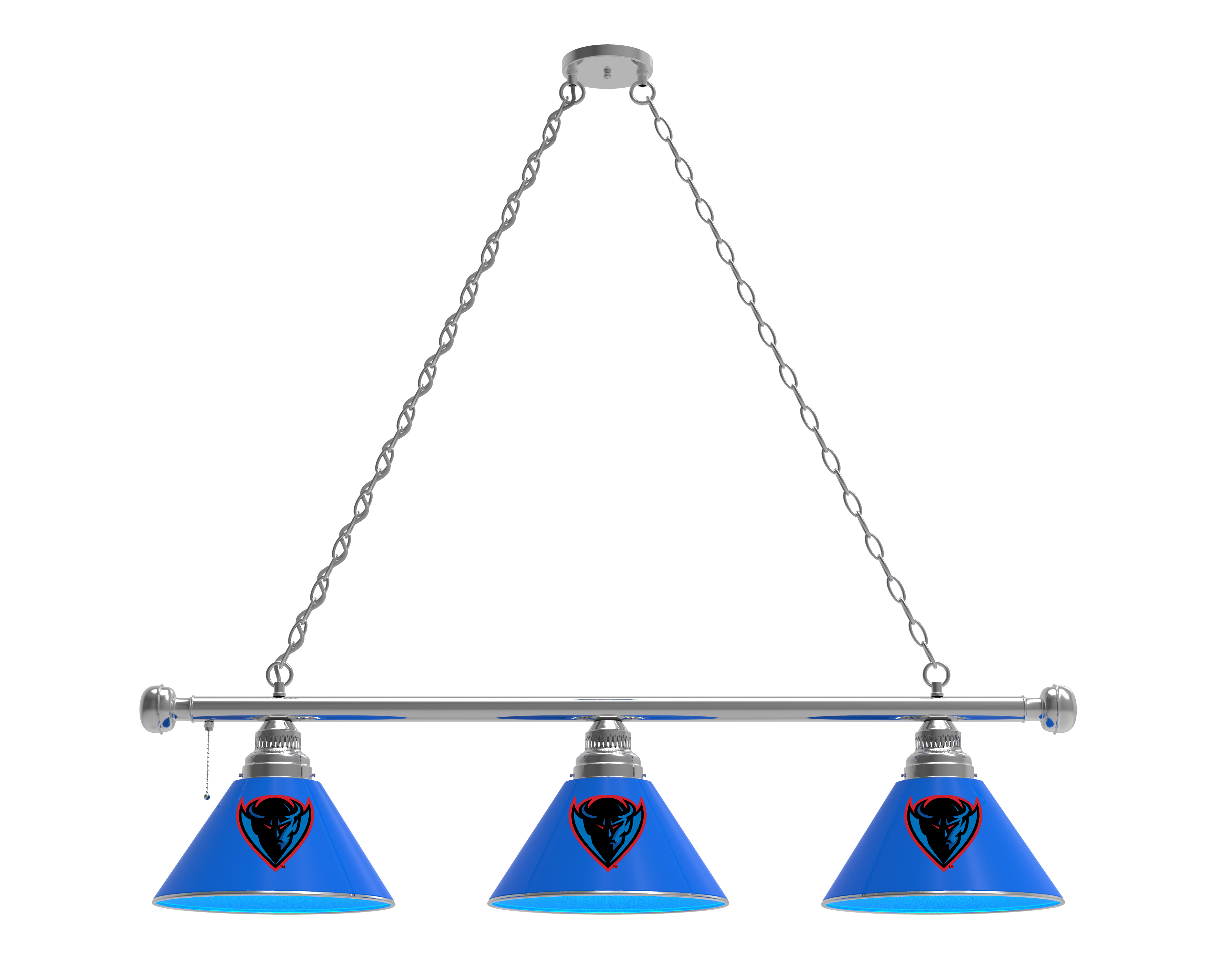 BL3CHDePaul Depaul Blue Demons 3 Shade Pool Billiard Light- Chrome