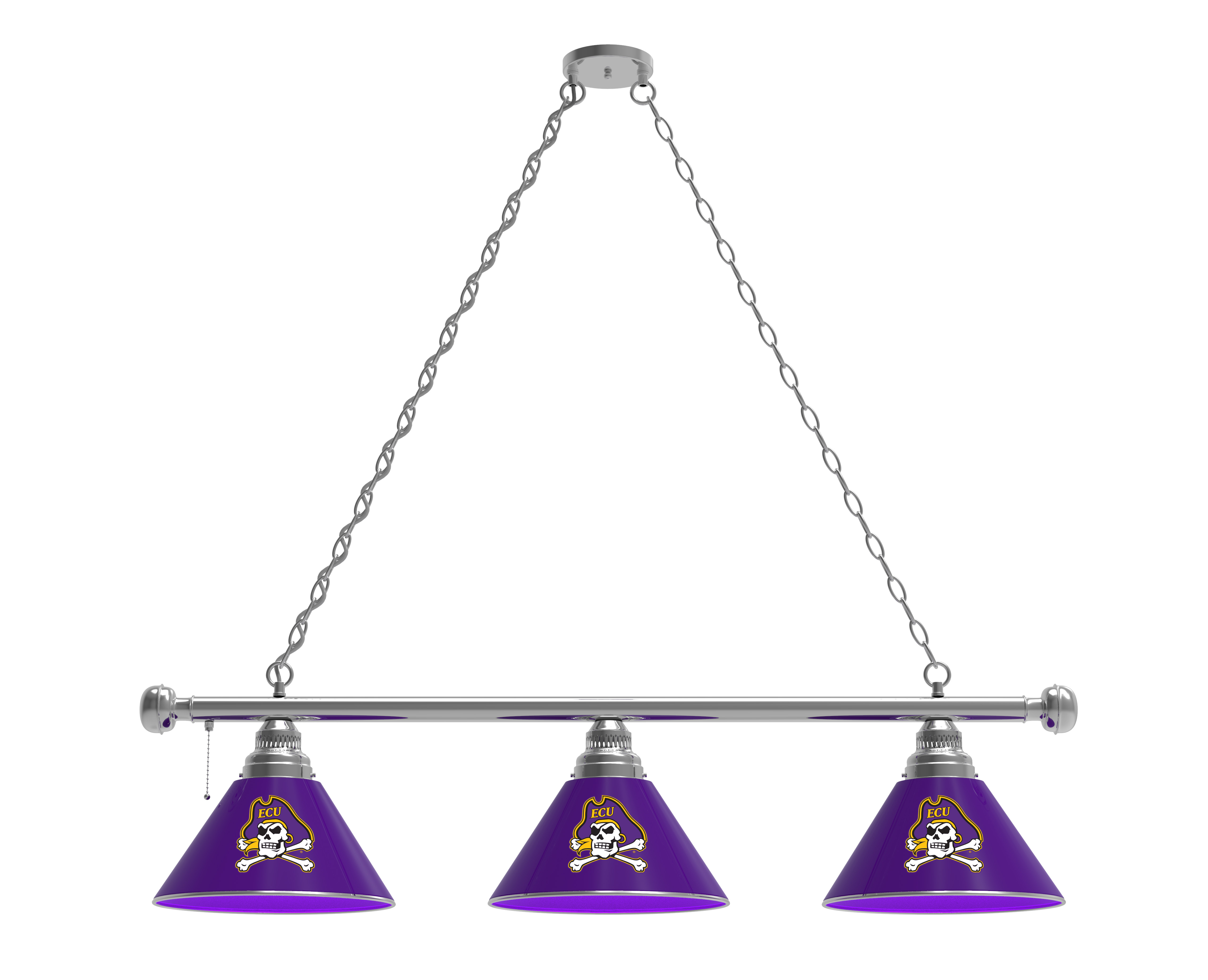 BL3CHEcarol East Carolina Pirates 3 Shade Pool Billiard Light- Chrome