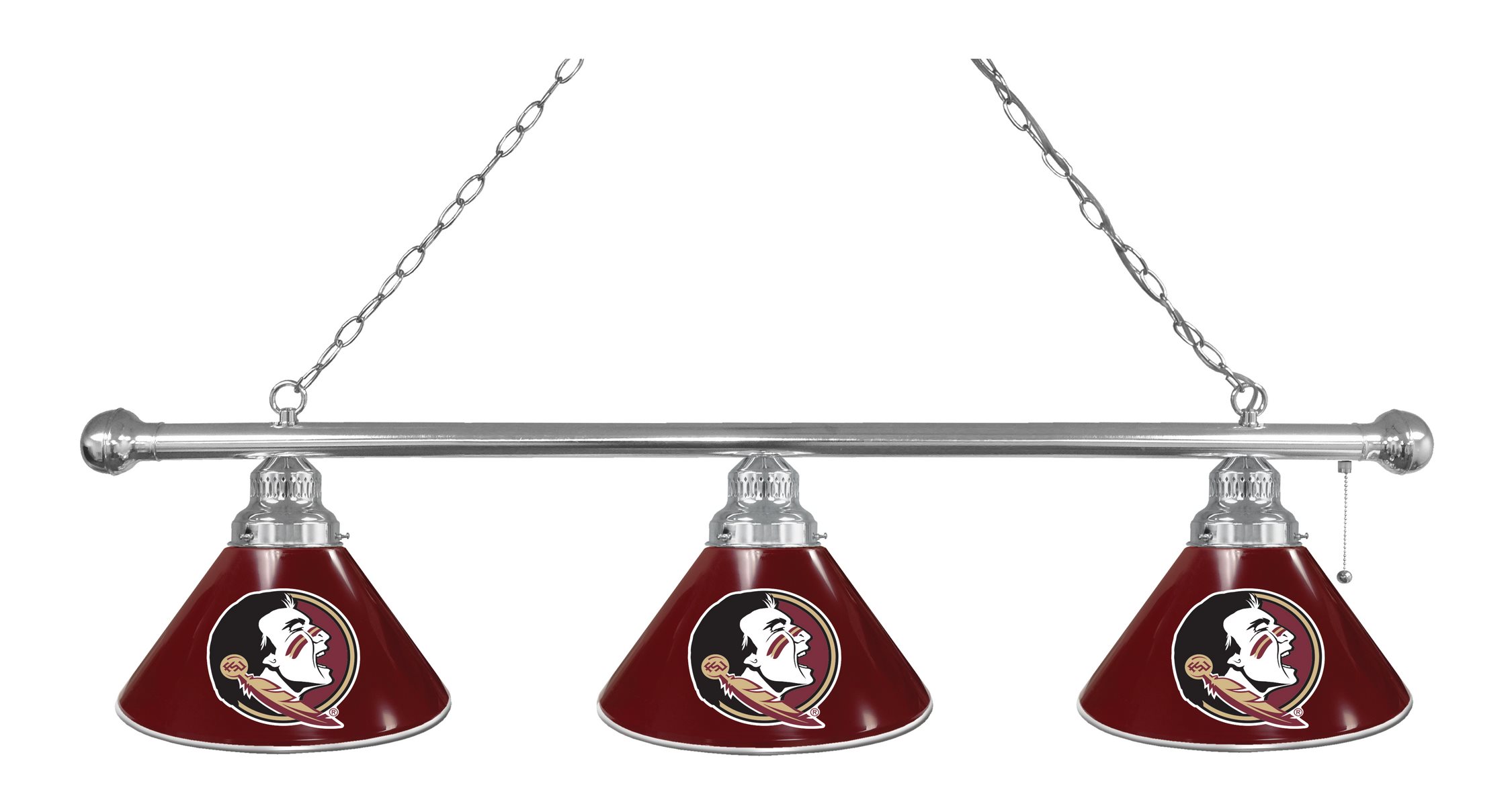 BL3CHFSU-HD Florida State Seminoles 3 Shade Pool Billiard Light- Chrome