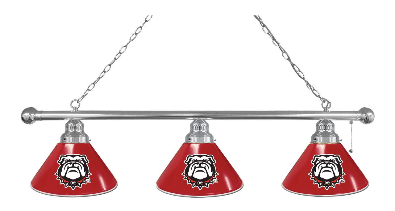 BL3CHGA-Dog Georgia Bulldogs 3 Shade Pool Billiard Light- Chrome