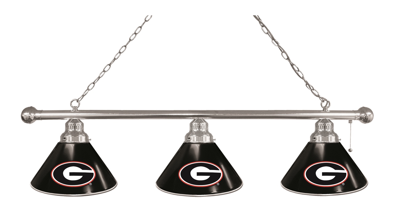 BL3CHGA-G Georgia Bulldogs 3 Shade Pool Billiard Light- Chrome