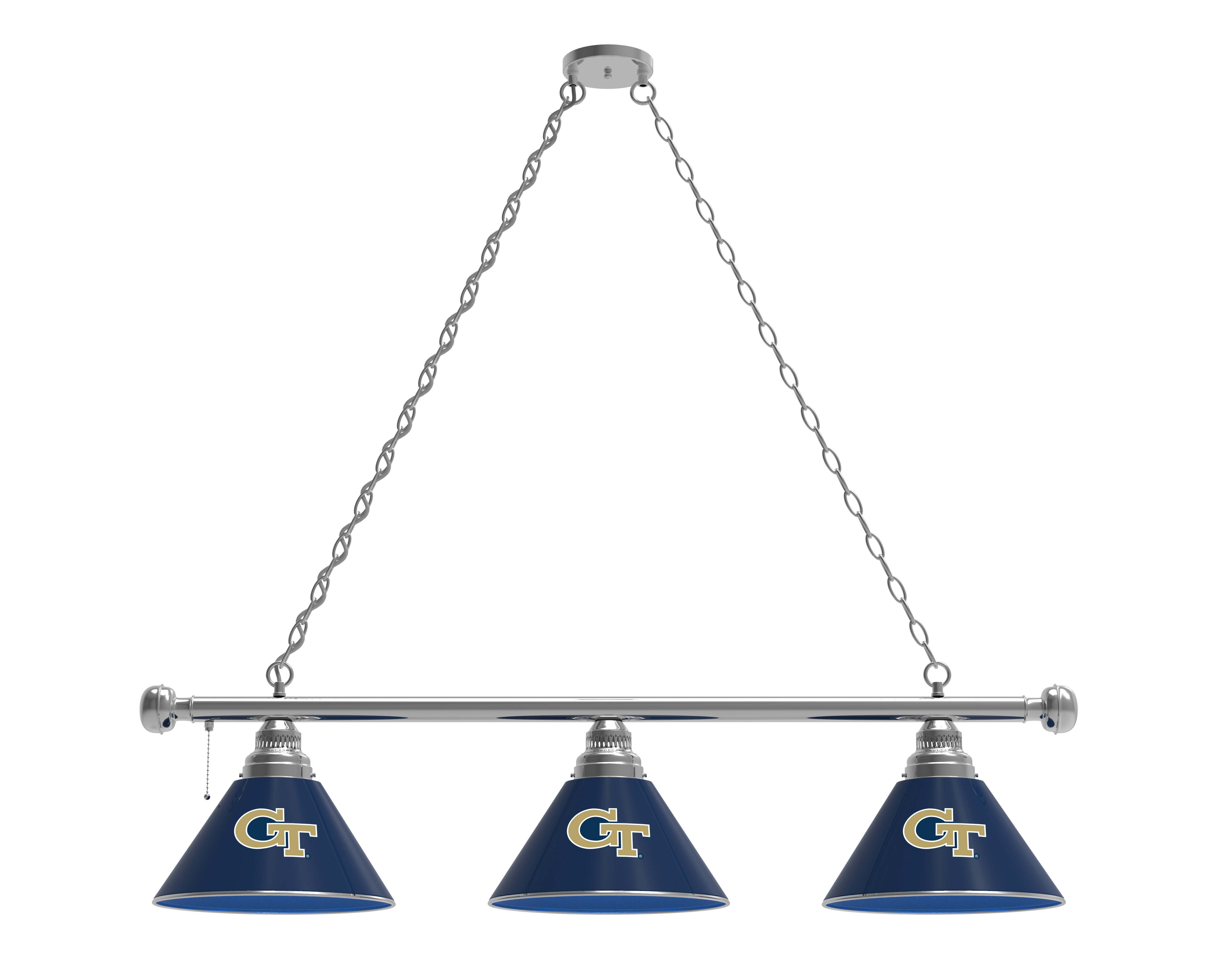 BL3CHGATech Georgia Tech Yellow Jackets 3 Shade Pool Billiard Light- Chrome
