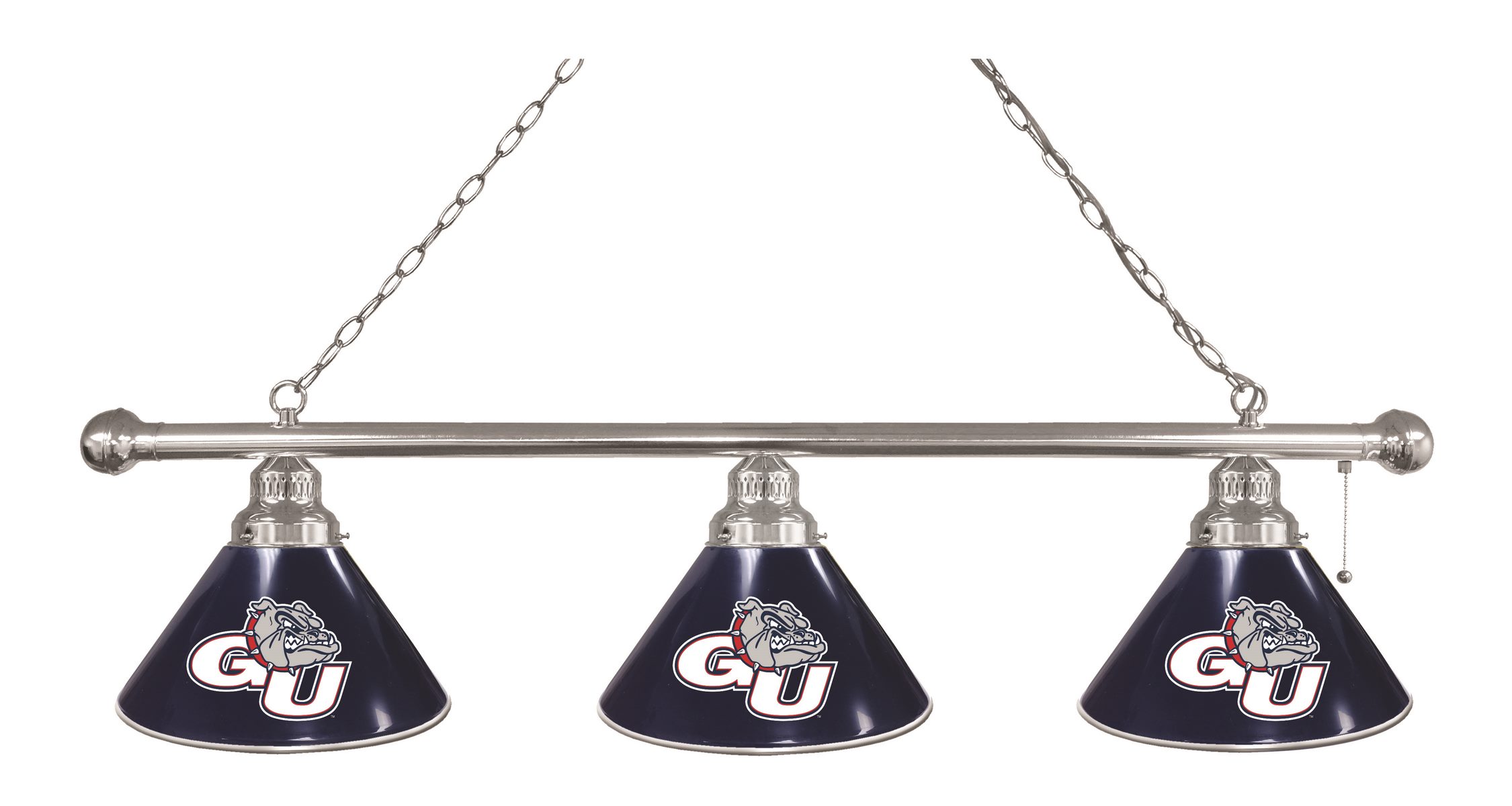 BL3CHGonzga Gonzaga Bulldogs 3 Shade Pool Billiard Light- Chrome