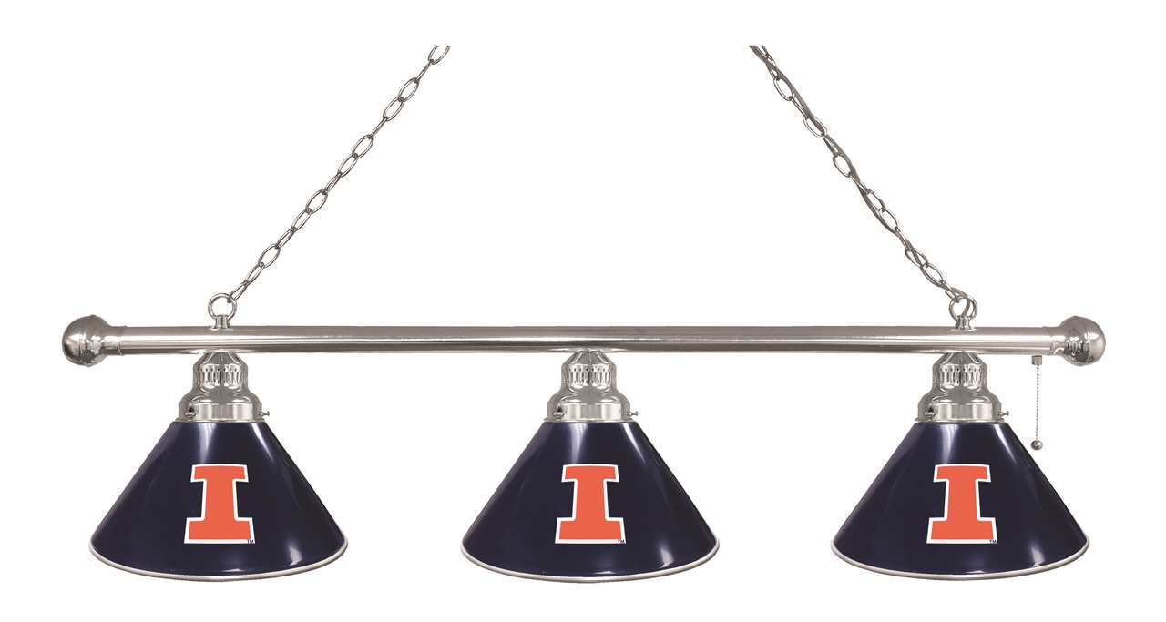 BL3CHIlliniU Illinois Illini 3 Shade Pool Billiard Light- Chrome