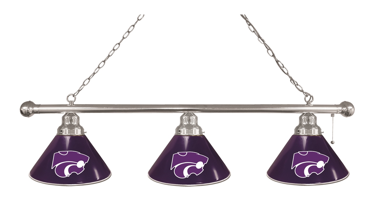 BL3CHKnsasS Kansas State Wildcats 3 Shade Pool Billiard Light- Chrome