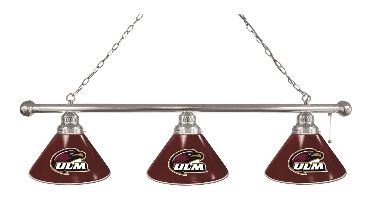 BL3CHLA-Mon Louisiana-Monroe Warhawks 3 Shade Pool Billiard Light- Chrome