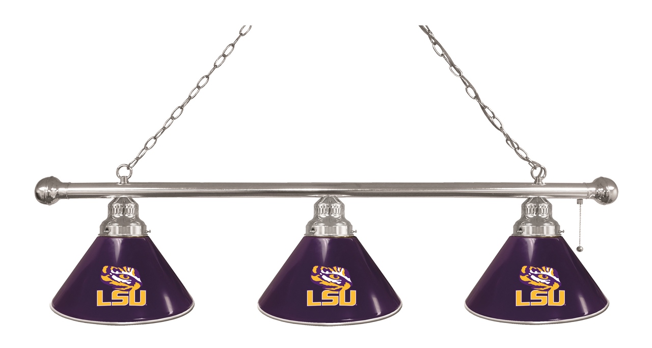 BL3CHLaStUn Lsu Tigers 3 Shade Pool Billiard Light- Chrome