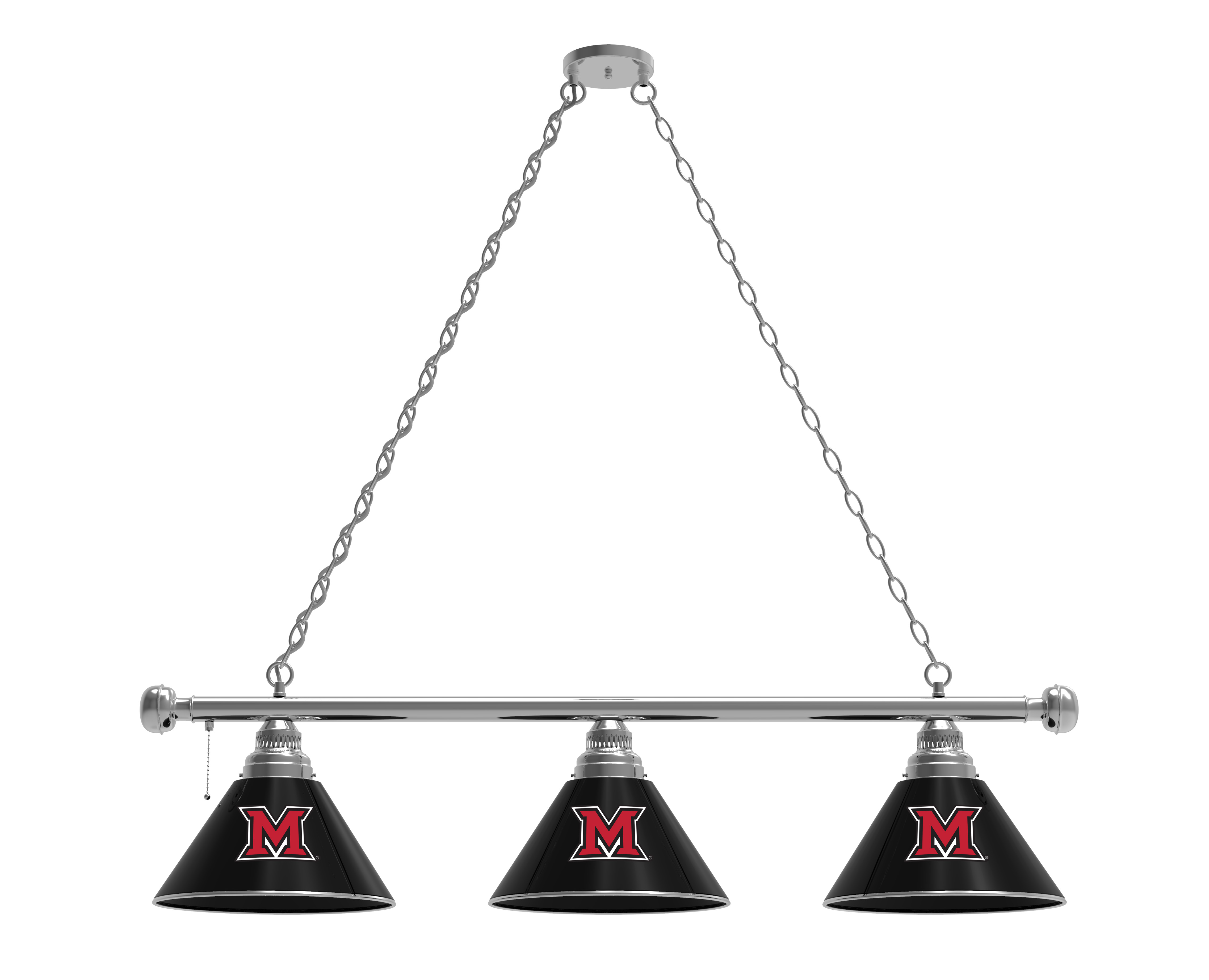 BL3CHMia-OH Miami Redhawks 3 Shade Pool Billiard Light- Chrome