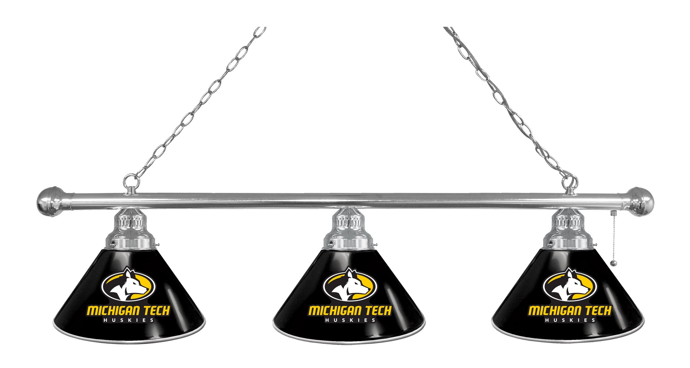 BL3CHMITech Michigan Tech Huskies 3 Shade Pool Billiard Light- Chrome