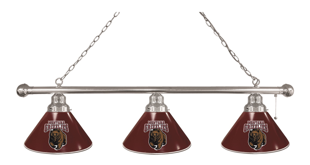 BL3CHMontUn Montana Grizzlies 3 Shade Pool Billiard Light- Chrome