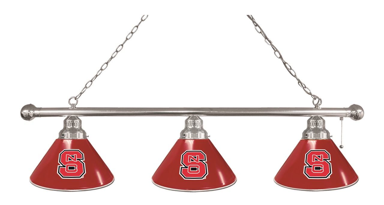 BL3CHNCarSt North Carolina State Wolfpack 3 Shade Pool Billiard Light- Chrome