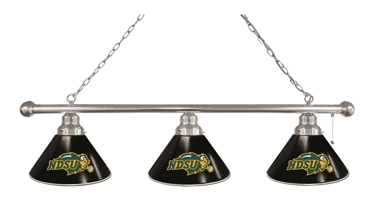 BL3CHNDakSt-B North Dakota State Bison 3 Shade Pool Billiard Light- Black- Chrome