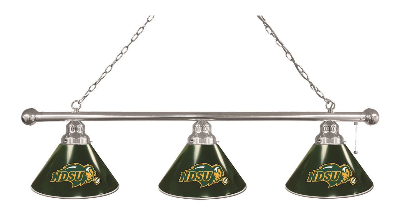 BL3CHNDakSt-G North Dakota State Bison 3 Shade Pool Billiard Light- Green- Chrome