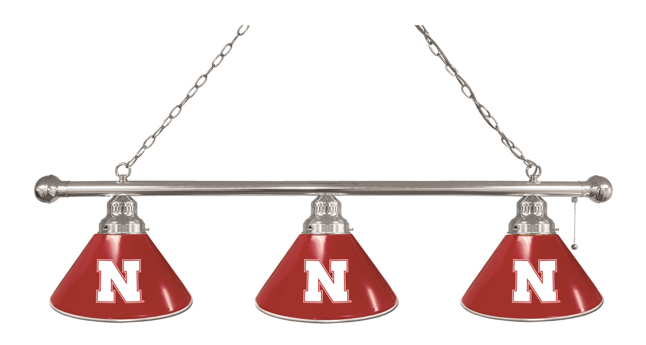 BL3CHNebrUn Nebraska Huskers 3 Shade Pool Billiard Light- Chrome