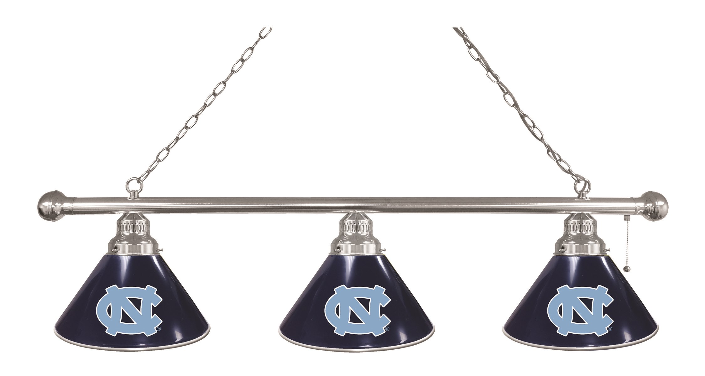 BL3CHNorCar North Carolina Tar Heels 3 Shade Pool Billiard Light- Chrome