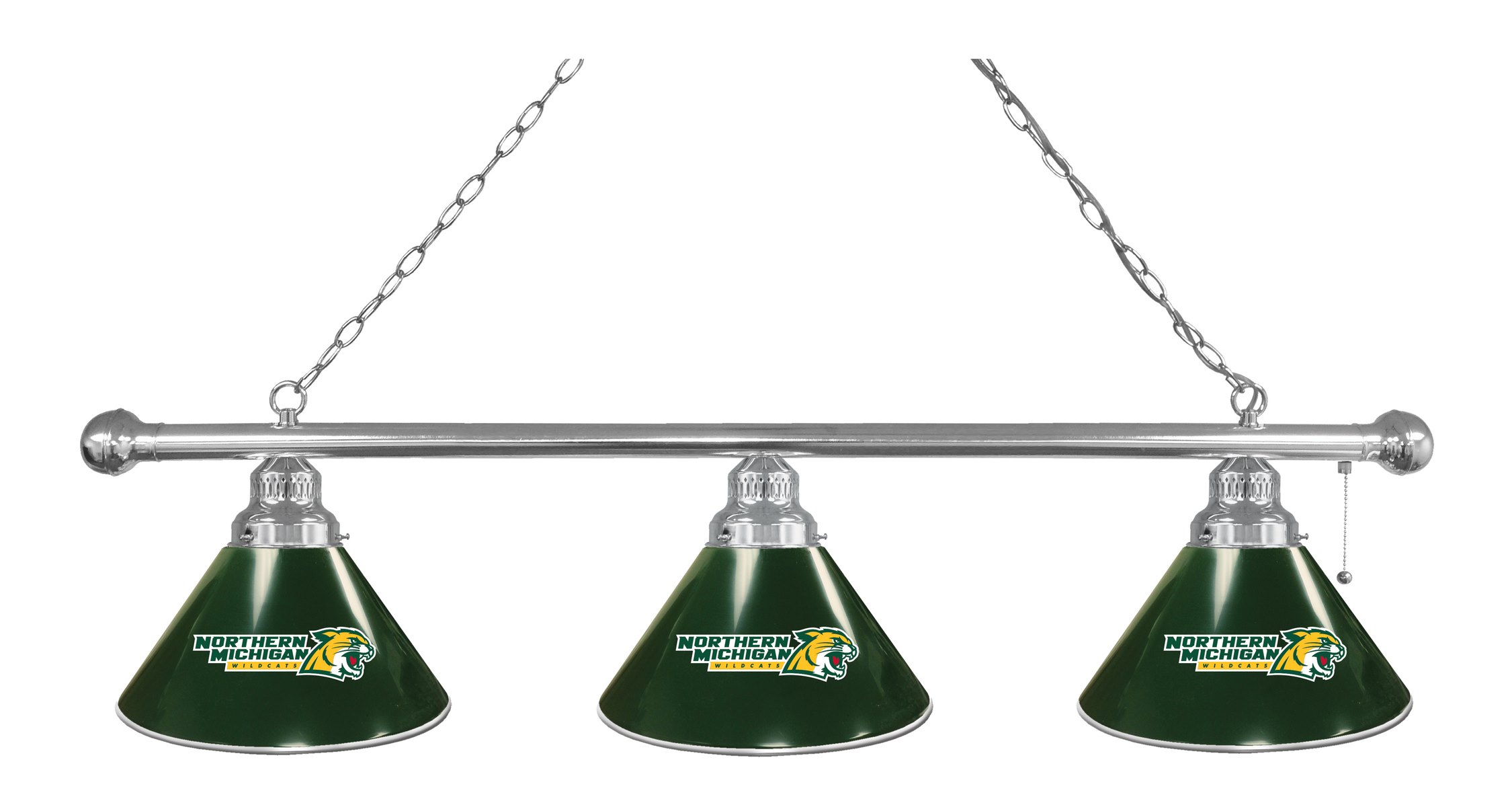 BL3CHNorMic Northern Michigan Wildcats 3 Shade Pool Billiard Light- Chrome