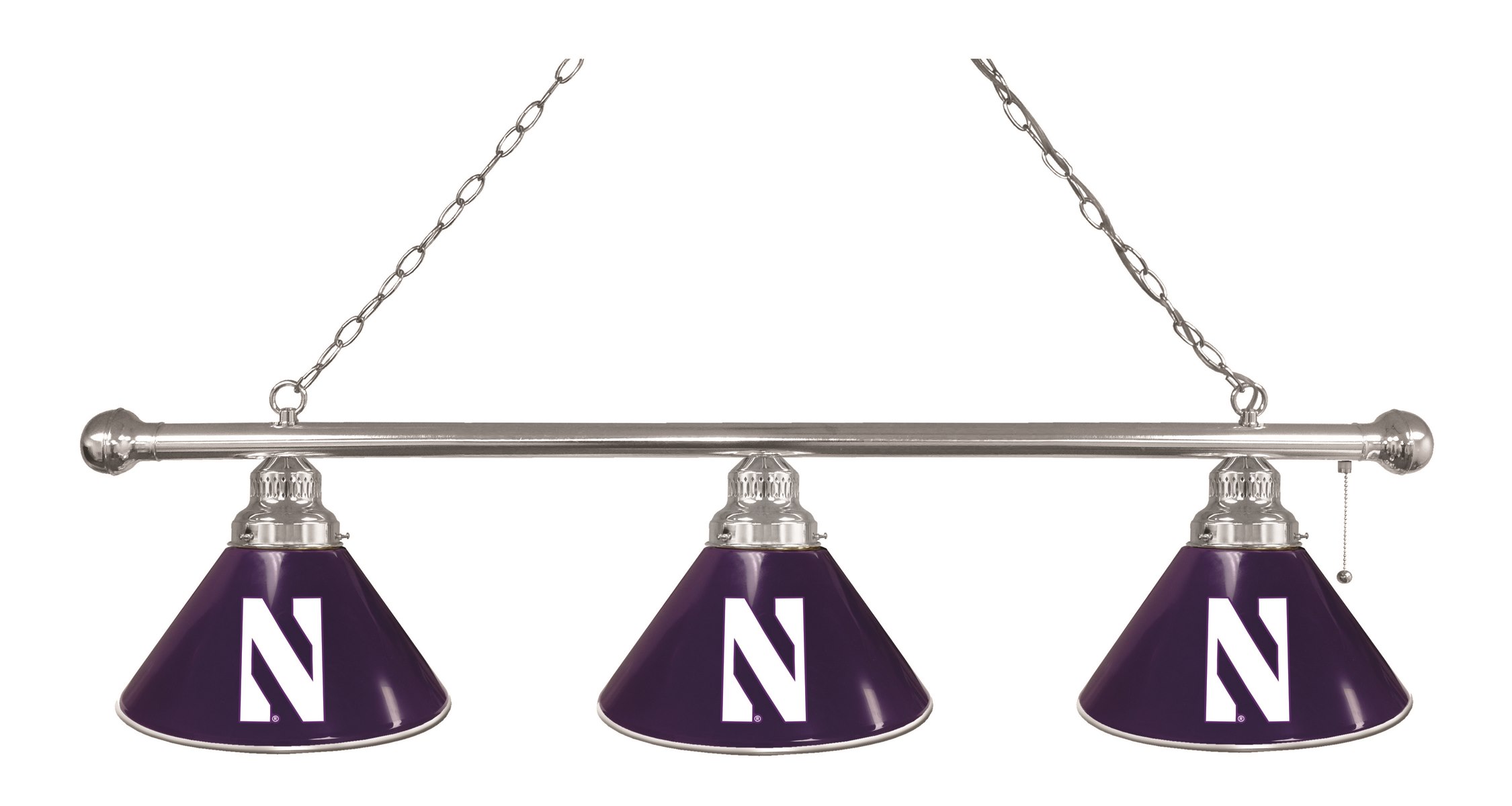 BL3CHNthwst Northwestern Wildcats 3 Shade Pool Billiard Light- Chrome