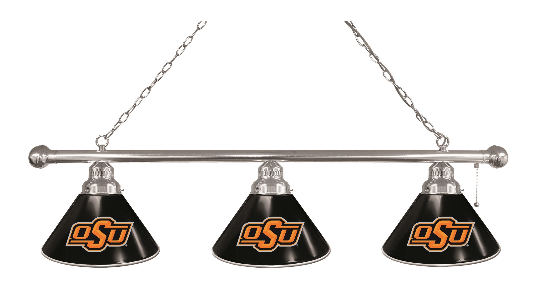 BL3CHOKStUn Oklahoma State Cowboys 3 Shade Pool Billiard Light- Chrome