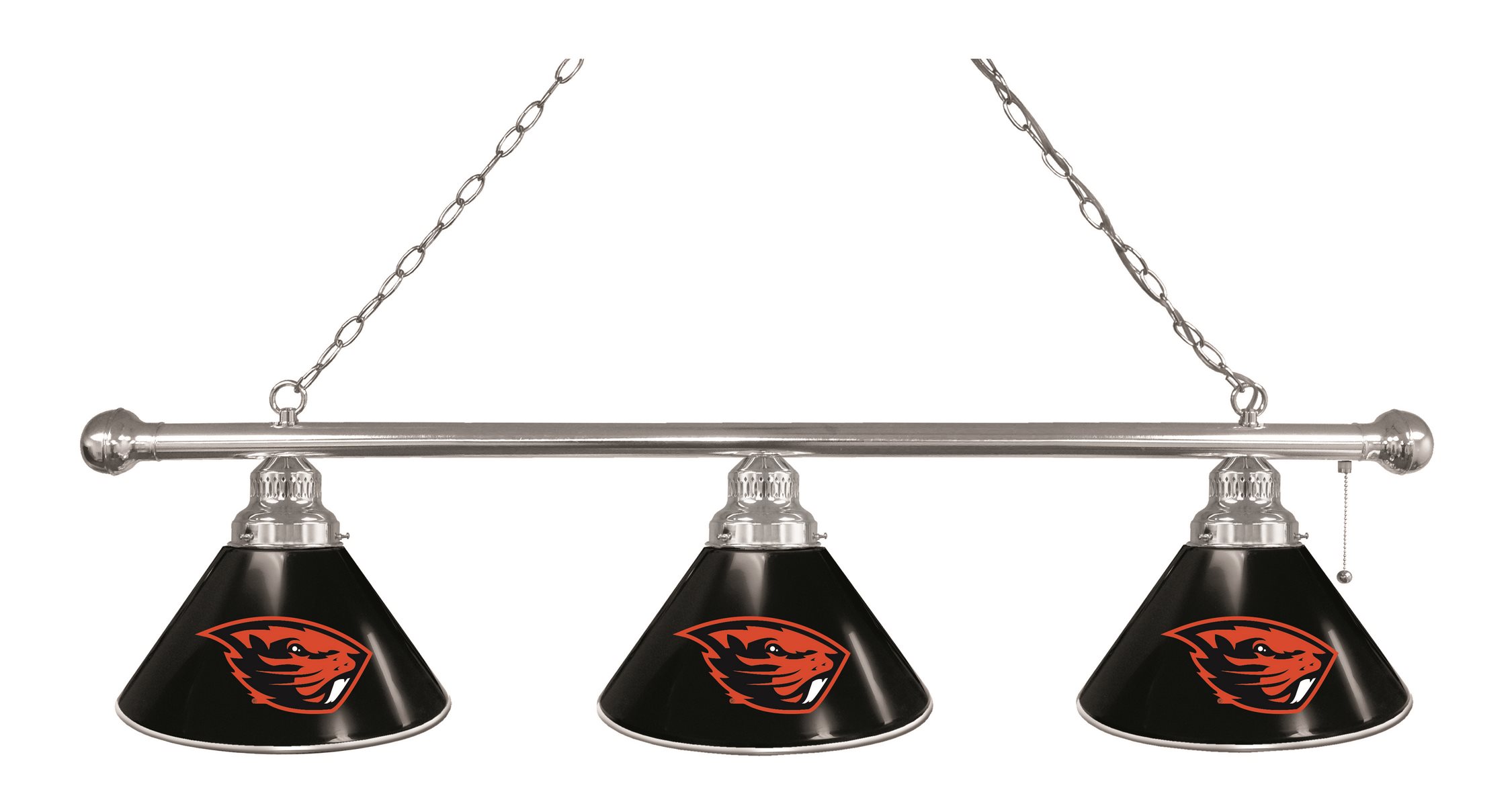 BL3CHOregSt Oregon State Beavers 3 Shade Pool Billiard Light- Chrome
