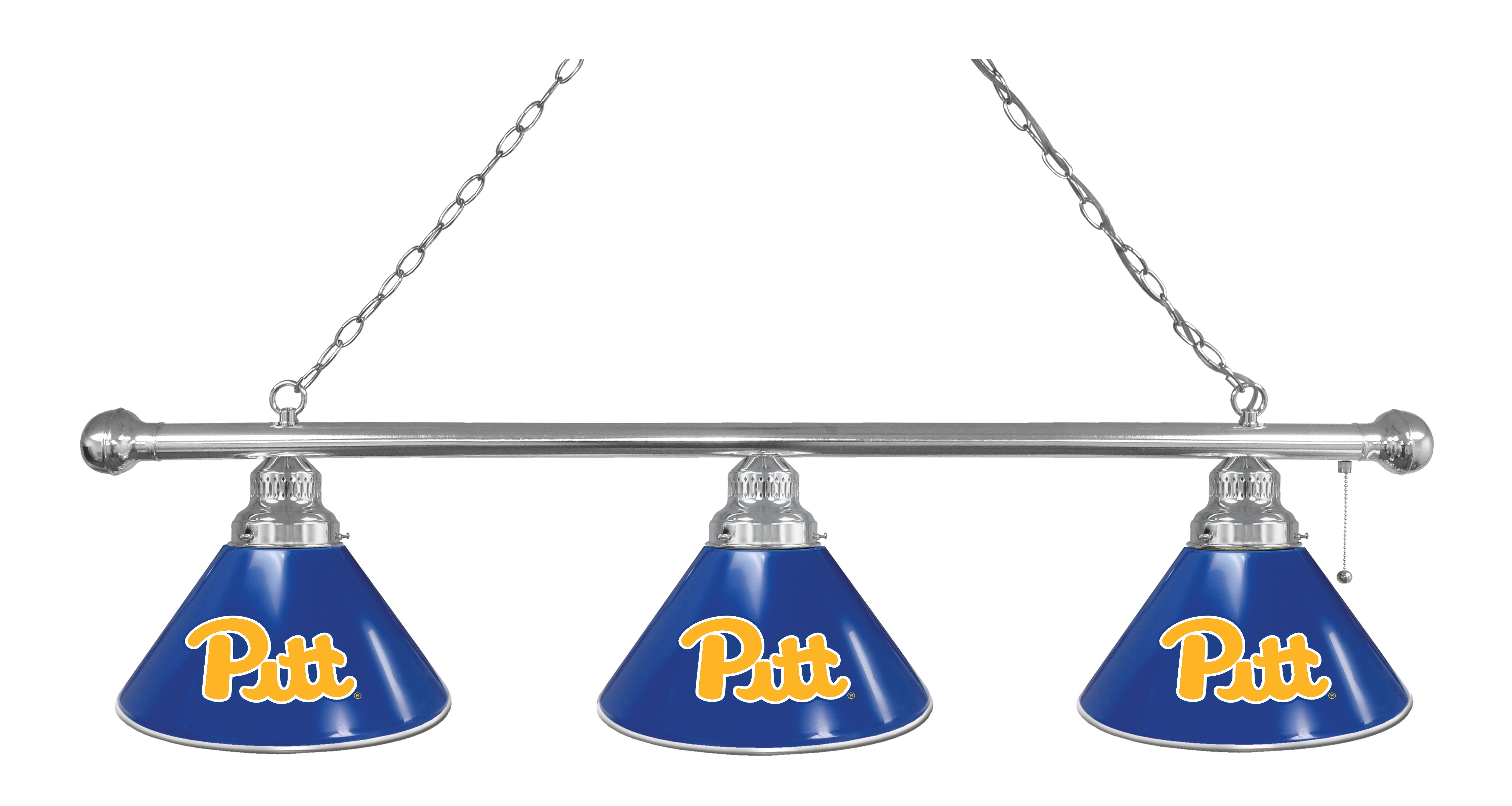 BL3CHPittsb Pittsburgh Panthers 3 Shade Pool Billiard Light- Chrome