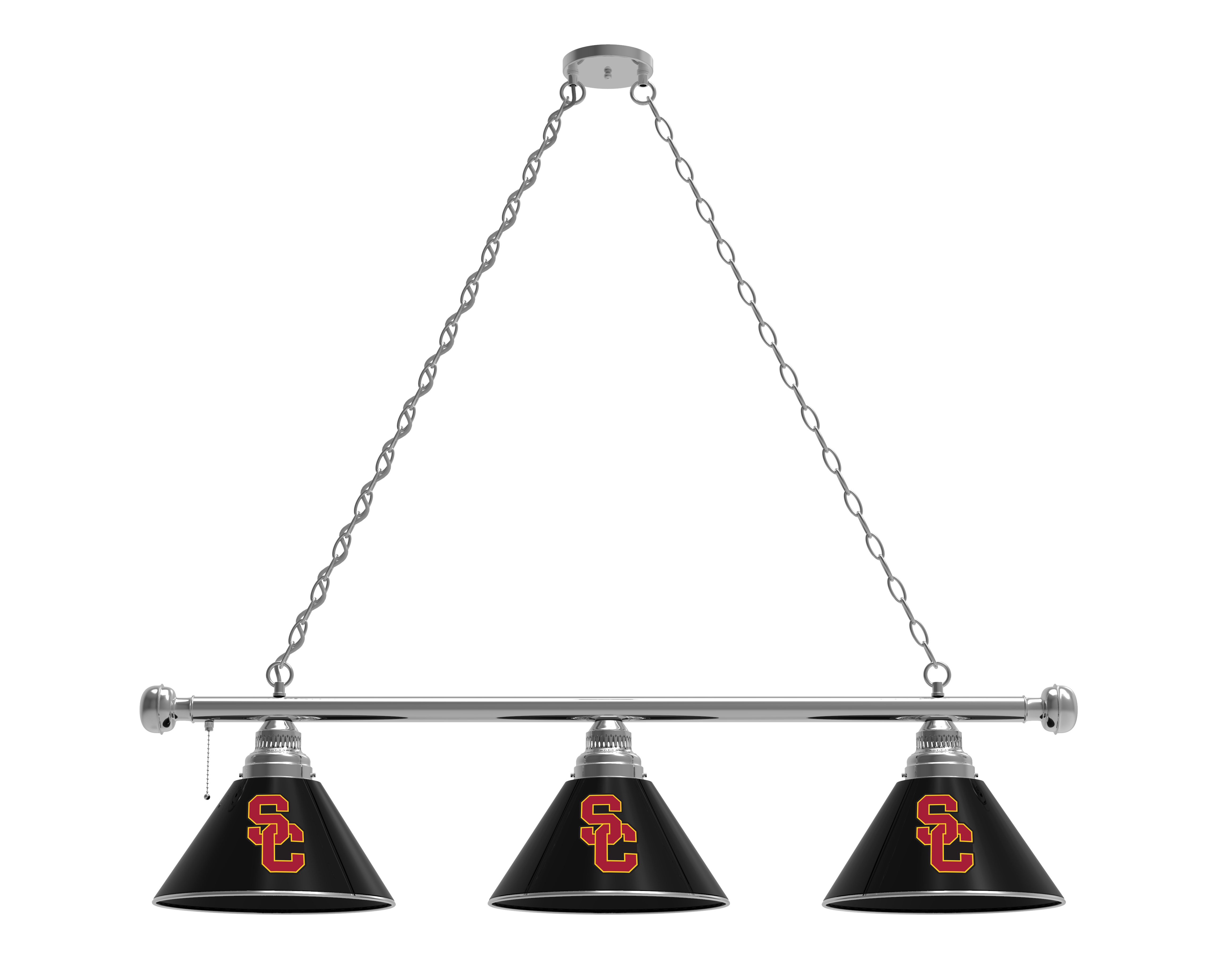 BL3CHSouCal Usc Trojans 3 Shade Pool Billiard Light- Chrome