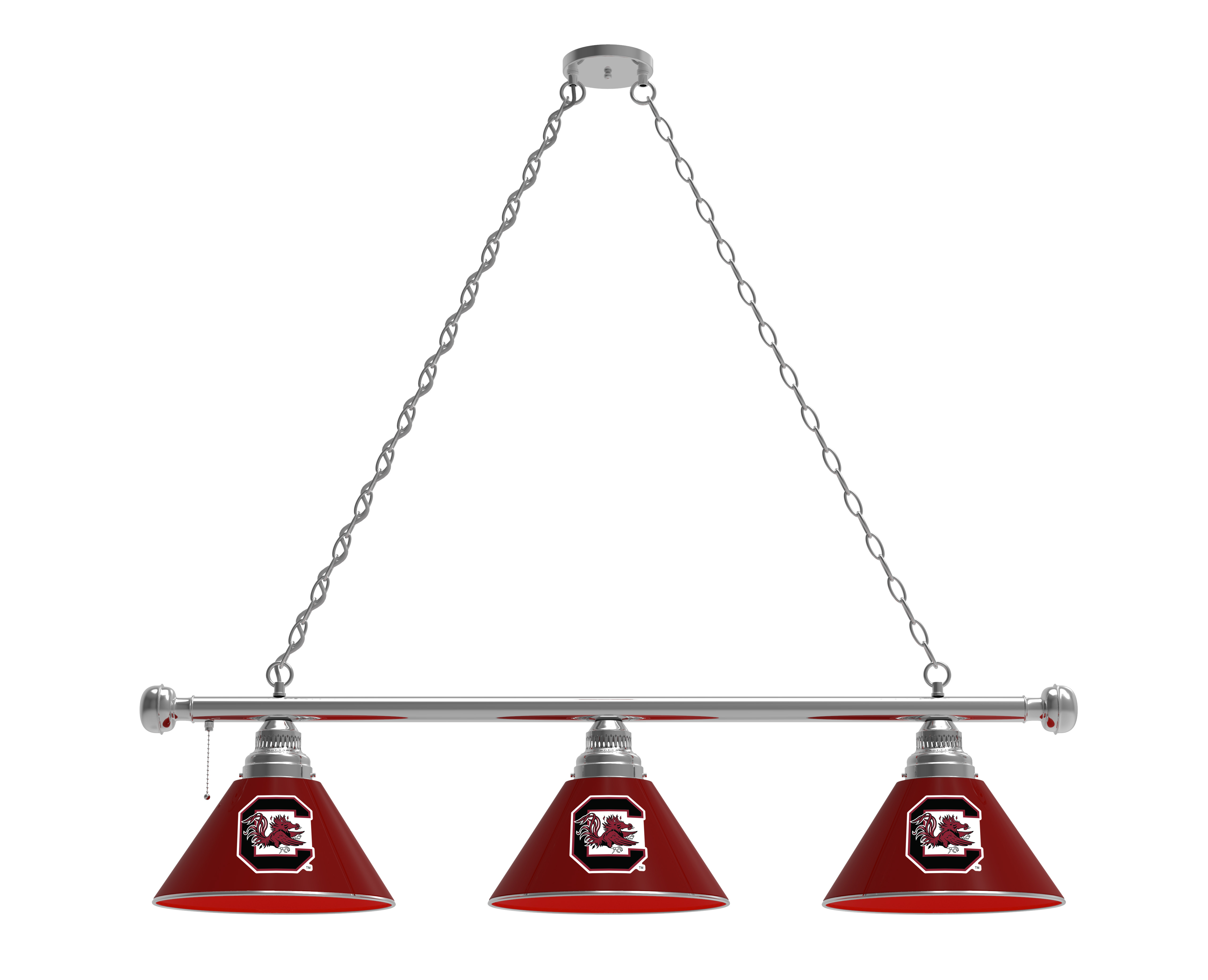 BL3CHSouCar South Carolina Gamecocks 3 Shade Pool Billiard Light- Chrome
