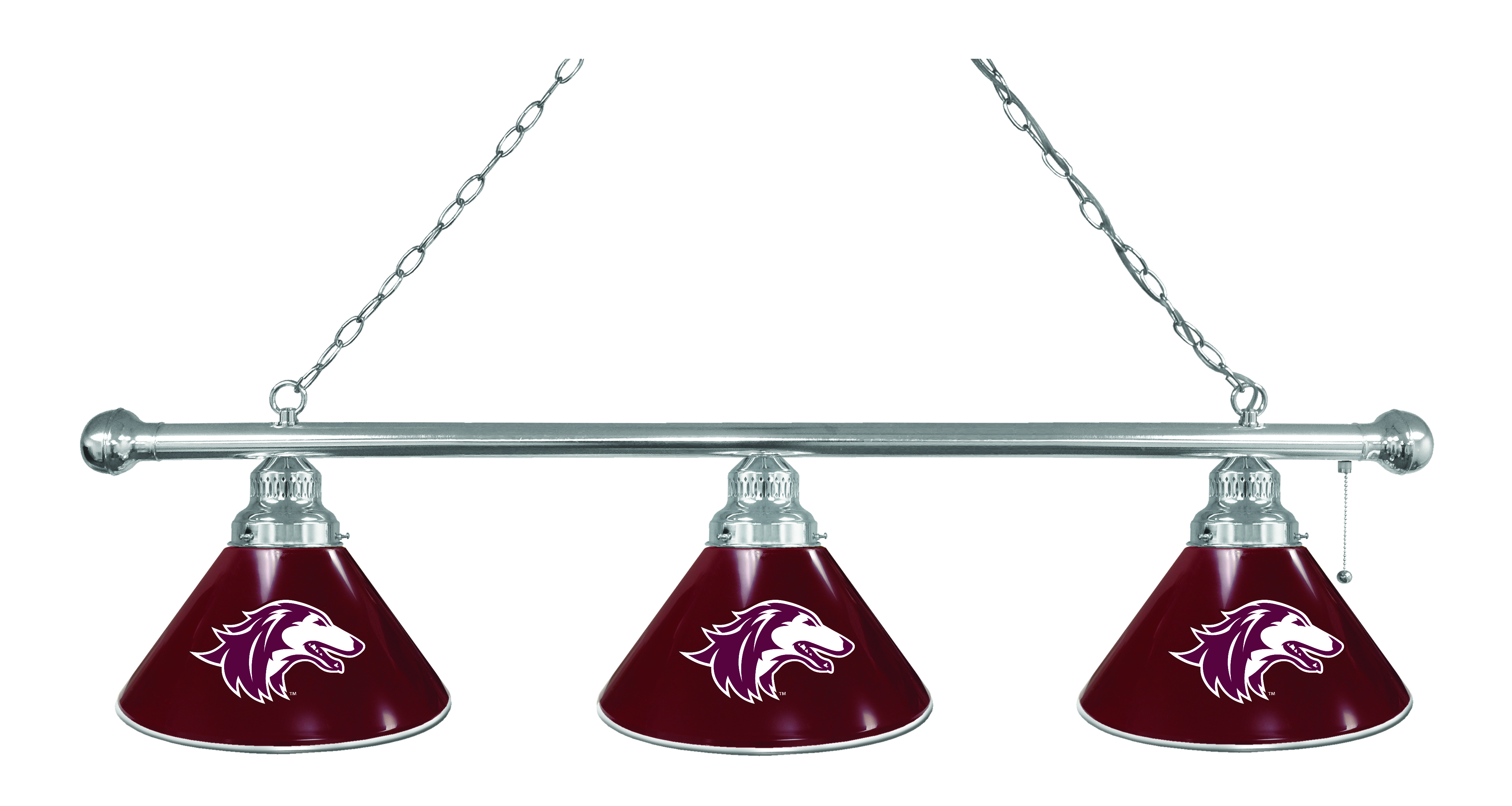 BL3CHSouIll Southern Illinois Salukis 3 Shade Pool Billiard Light- Chrome