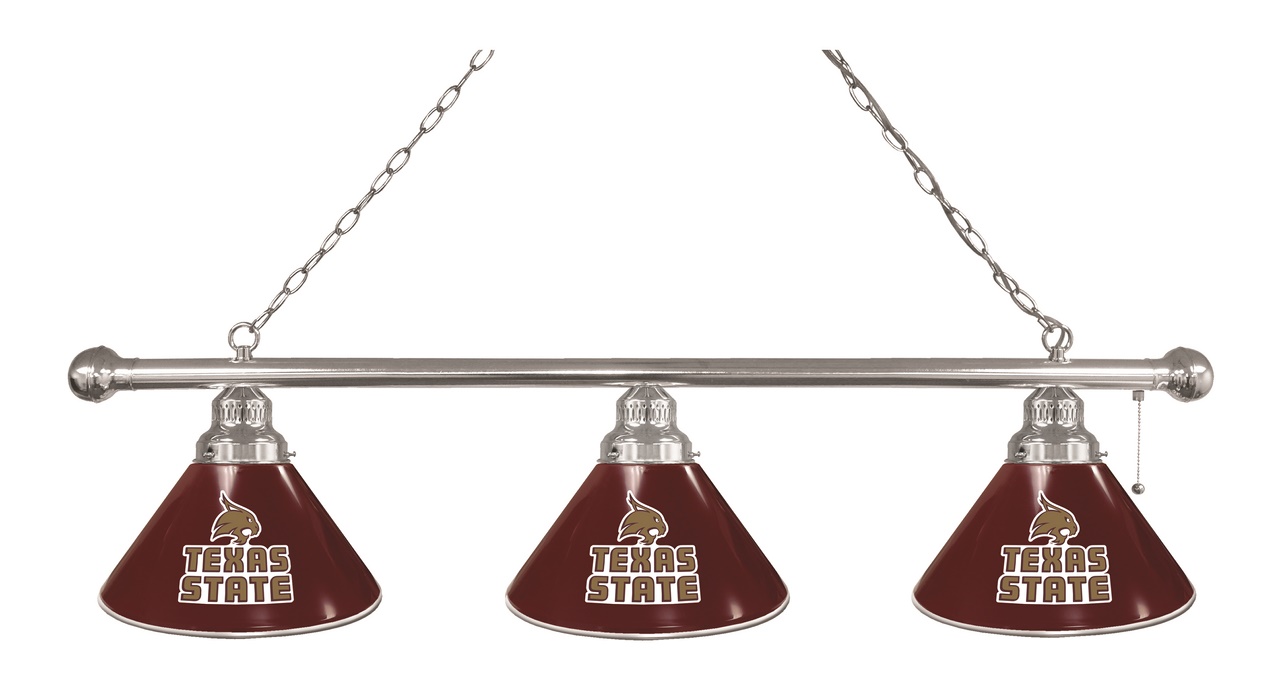 BL3CHTexsSt Texas State Bobcats 3 Shade Pool Billiard Light- Chrome
