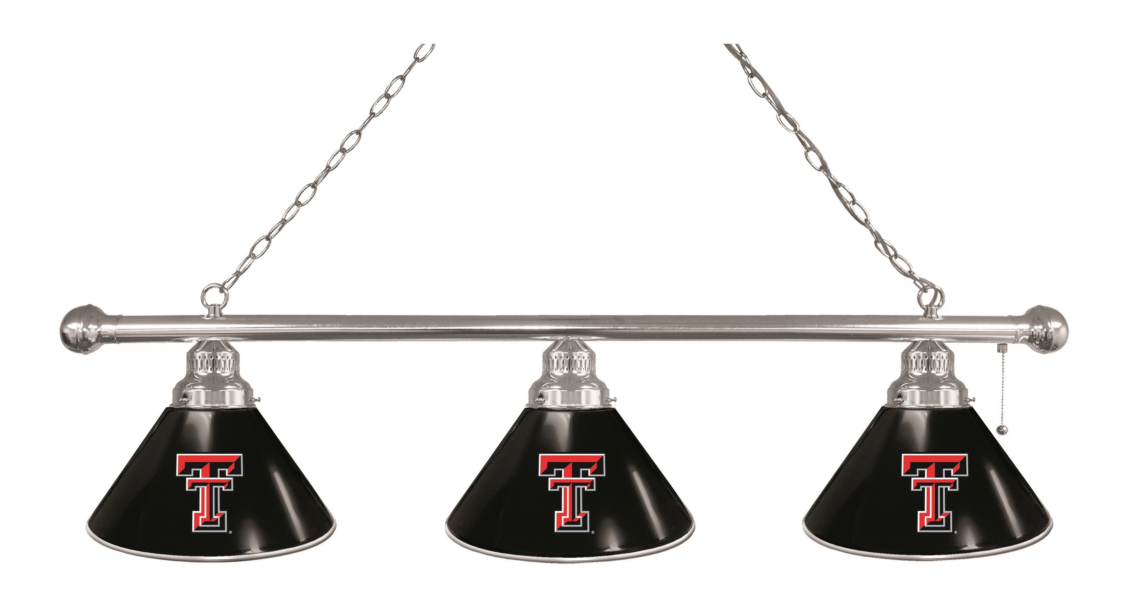 BL3CHTXTech Texas Tech Red Raiders 3 Shade Pool Billiard Light- Chrome
