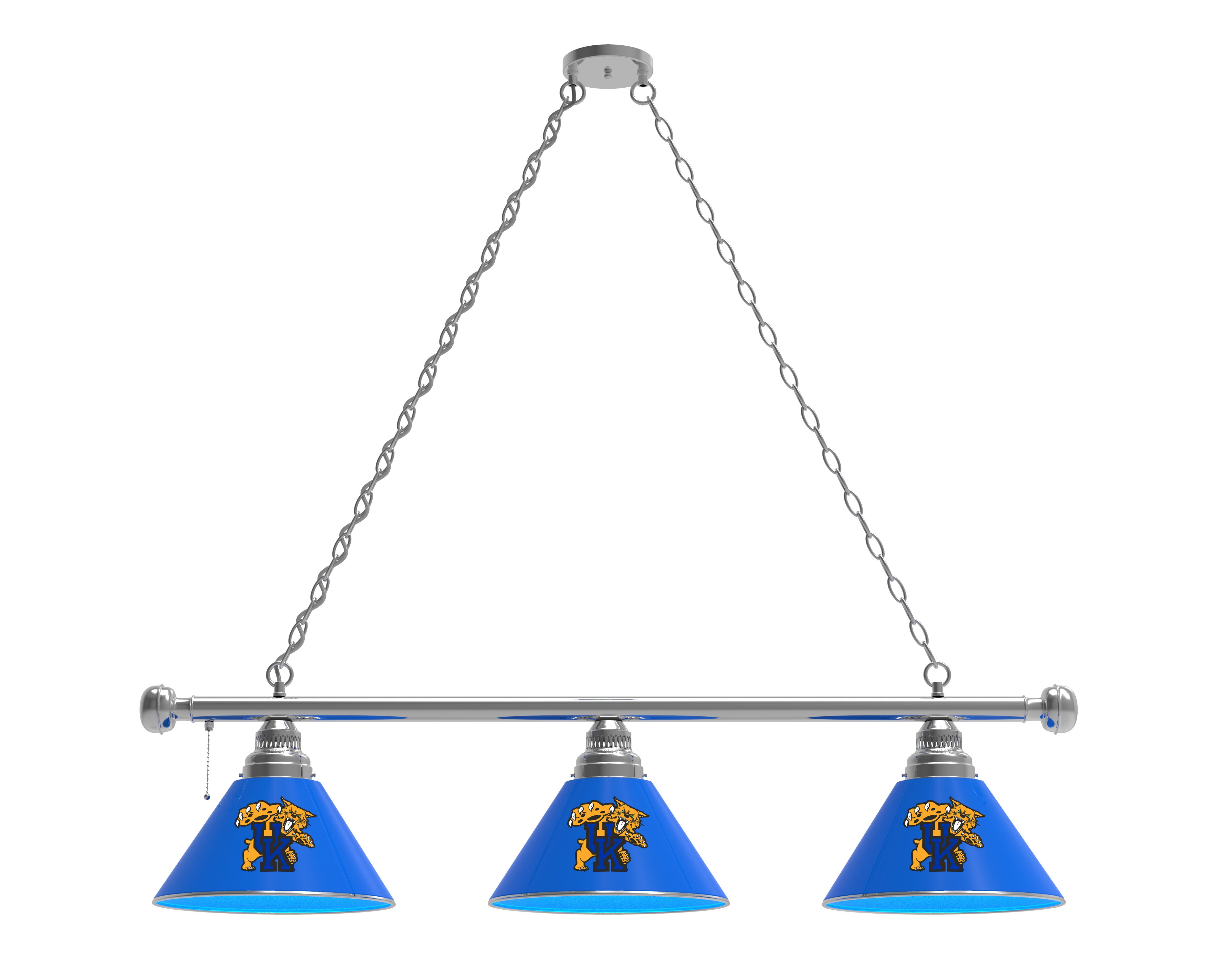 BL3CHUKYCat Kentucky Wildcats 3 Shade Pool Billiard Light- Chrome