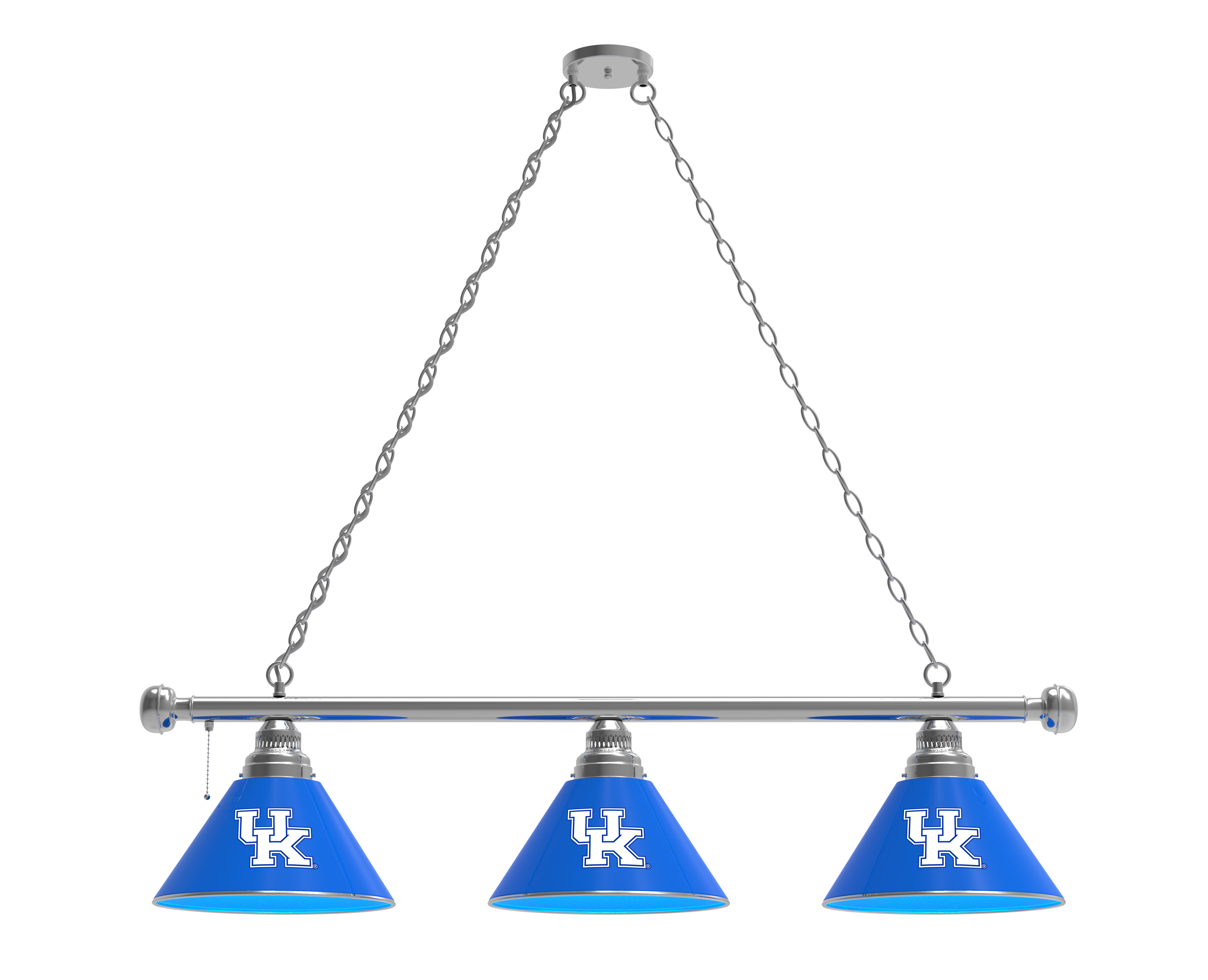 BL3CHUKY-UK Kentucky Wildcats 3 Shade Pool Billiard Light- Chrome