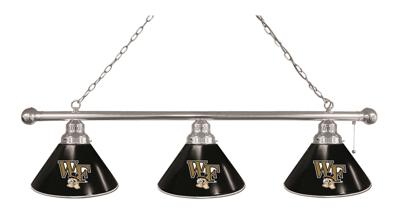 BL3CHWakeFr Wake Forest Demon Deacons 3 Shade Pool Billiard Light- Chrome