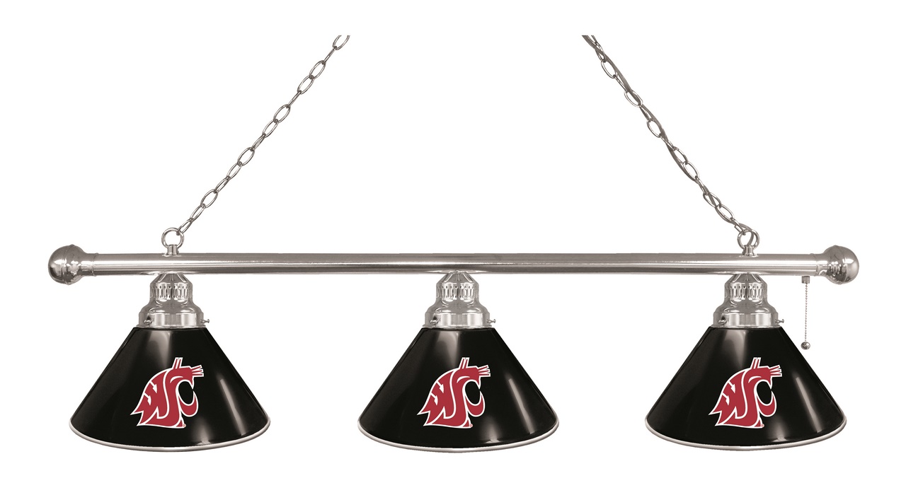 BL3CHWashSt Washington State Cougars 3 Shade Pool Billiard Light- Chrome