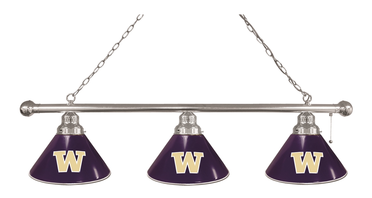 BL3CHWashUn Washington Huskies 3 Shade Pool Billiard Light- Chrome