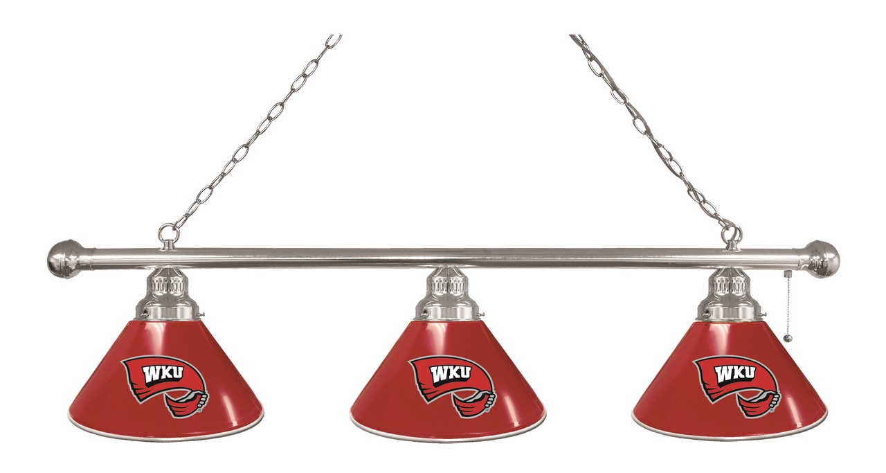 BL3CHWestKy Western Kentucky Hilltoppers 3 Shade Pool Billiard Light- Chrome