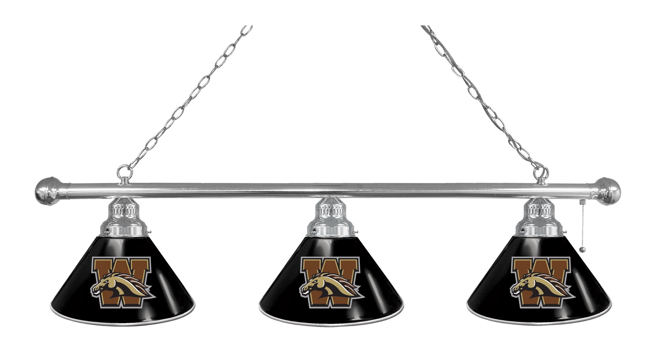 BL3CHWestMI Western Michigan Broncos 3 Shade Pool Billiard Light- Chrome