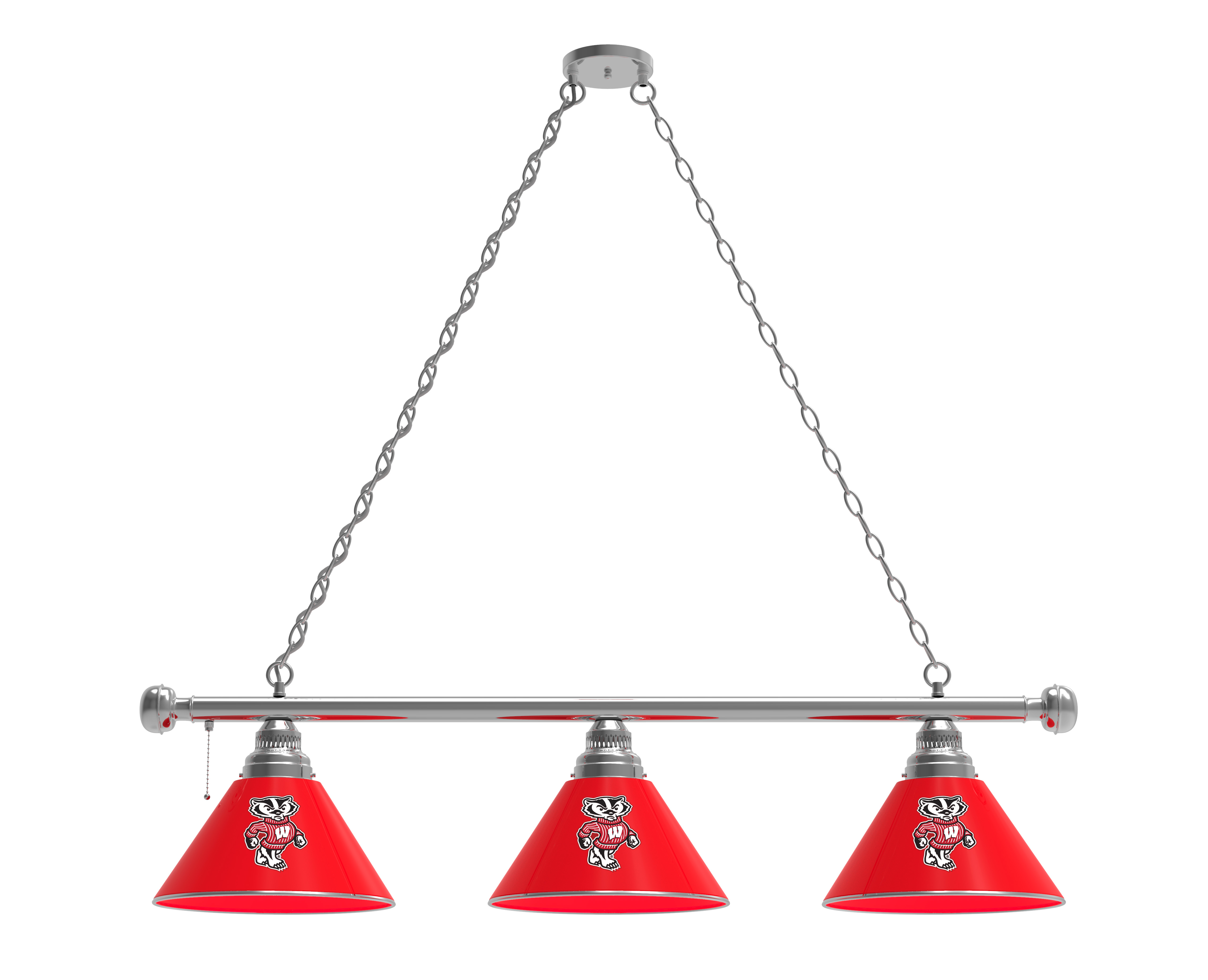 BL3CHWI-Bdg Wisconsin Badgers 3 Shade Pool Billiard Light- Chrome