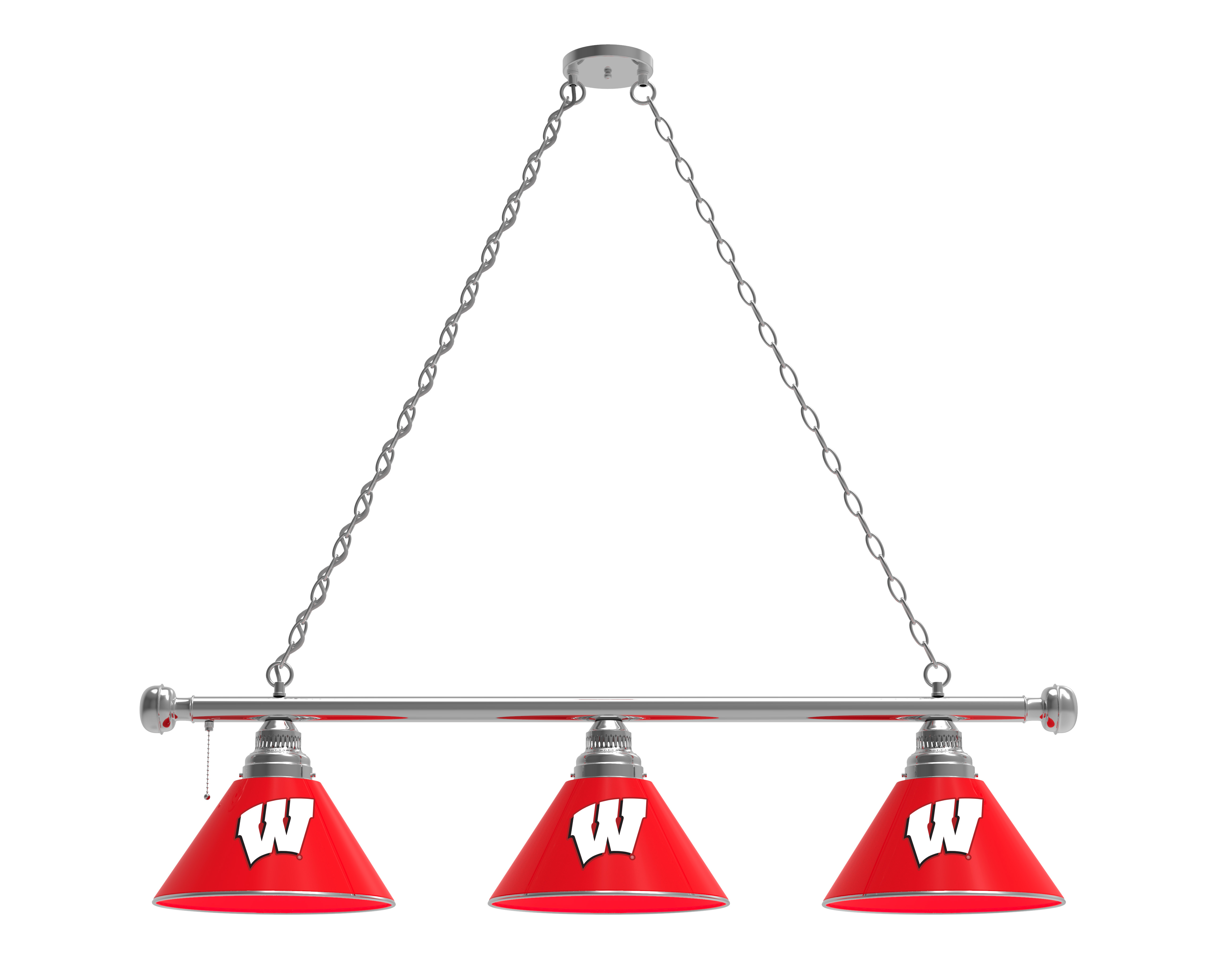 BL3CHWisc-W Wisconsin Badgers 3 Shade Pool Billiard Light- Chrome
