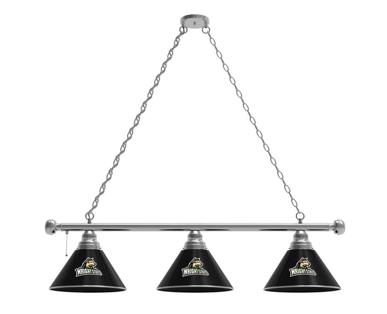 BL3CHWrtStU Wright State Raiders 3 Shade Pool Billiard Light- Chrome