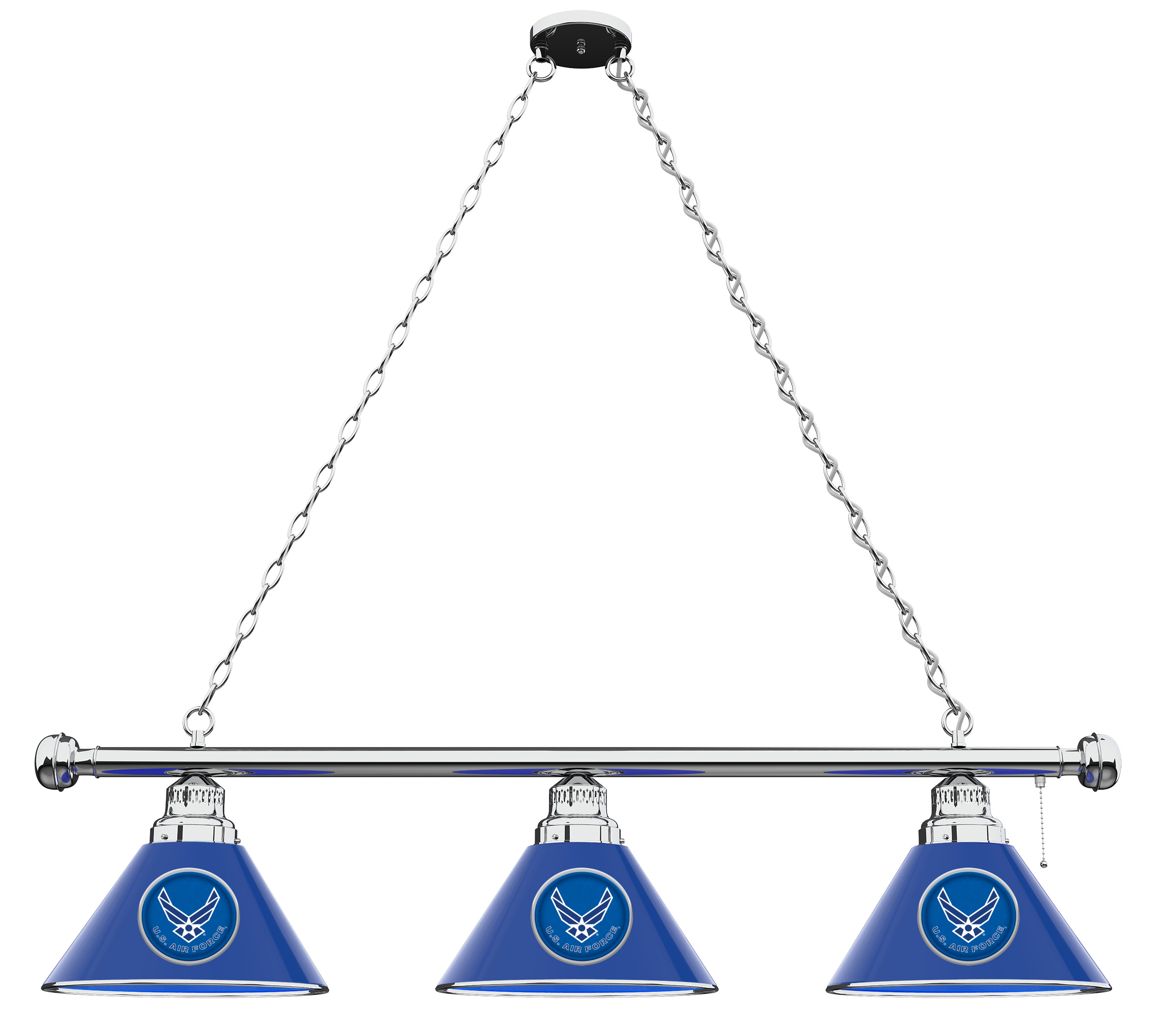 BL3CHAirFor U.S. Air Force 3 Shade Pool Billiard Light- Chrome